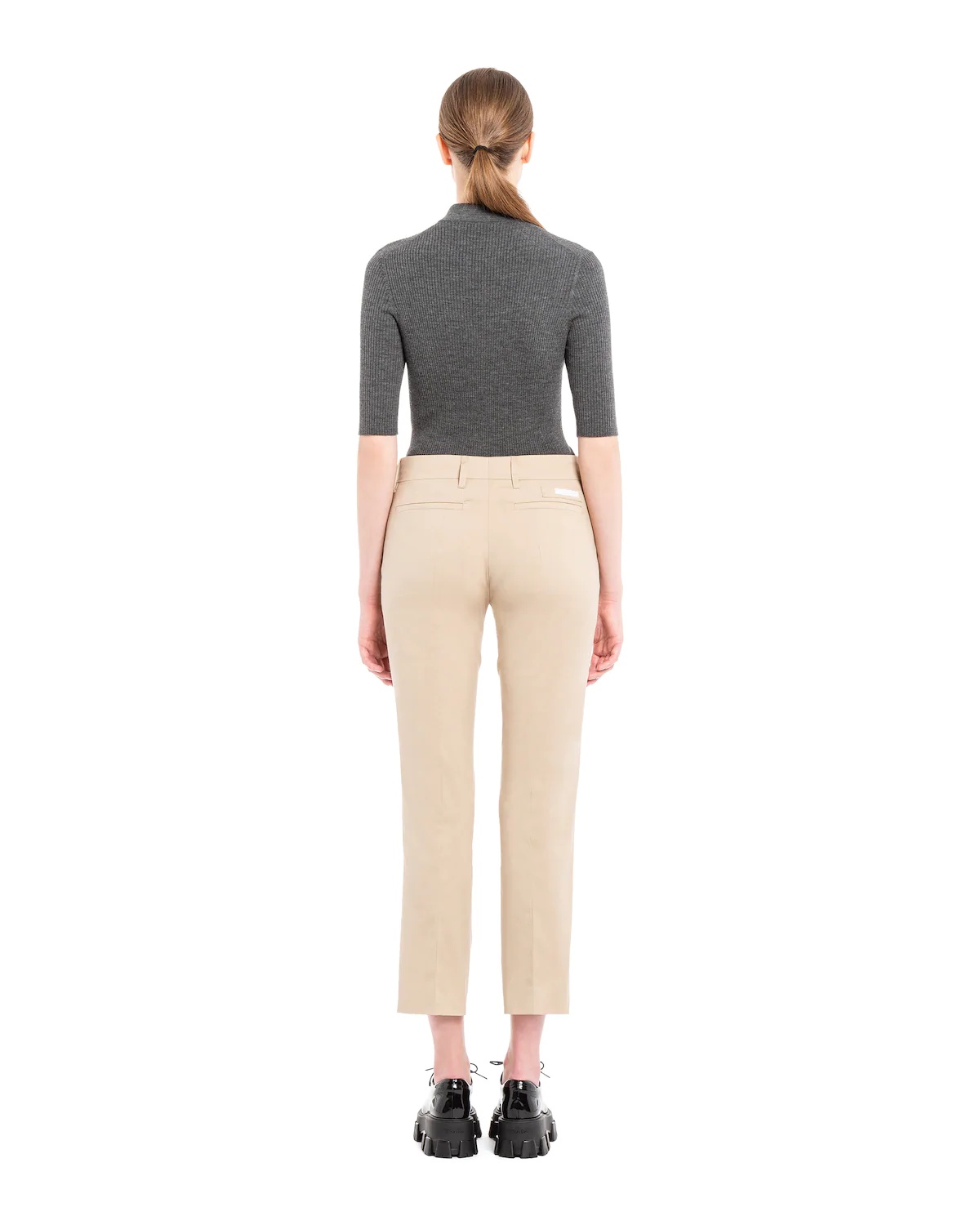 Stretch cotton poplin trousers - 4