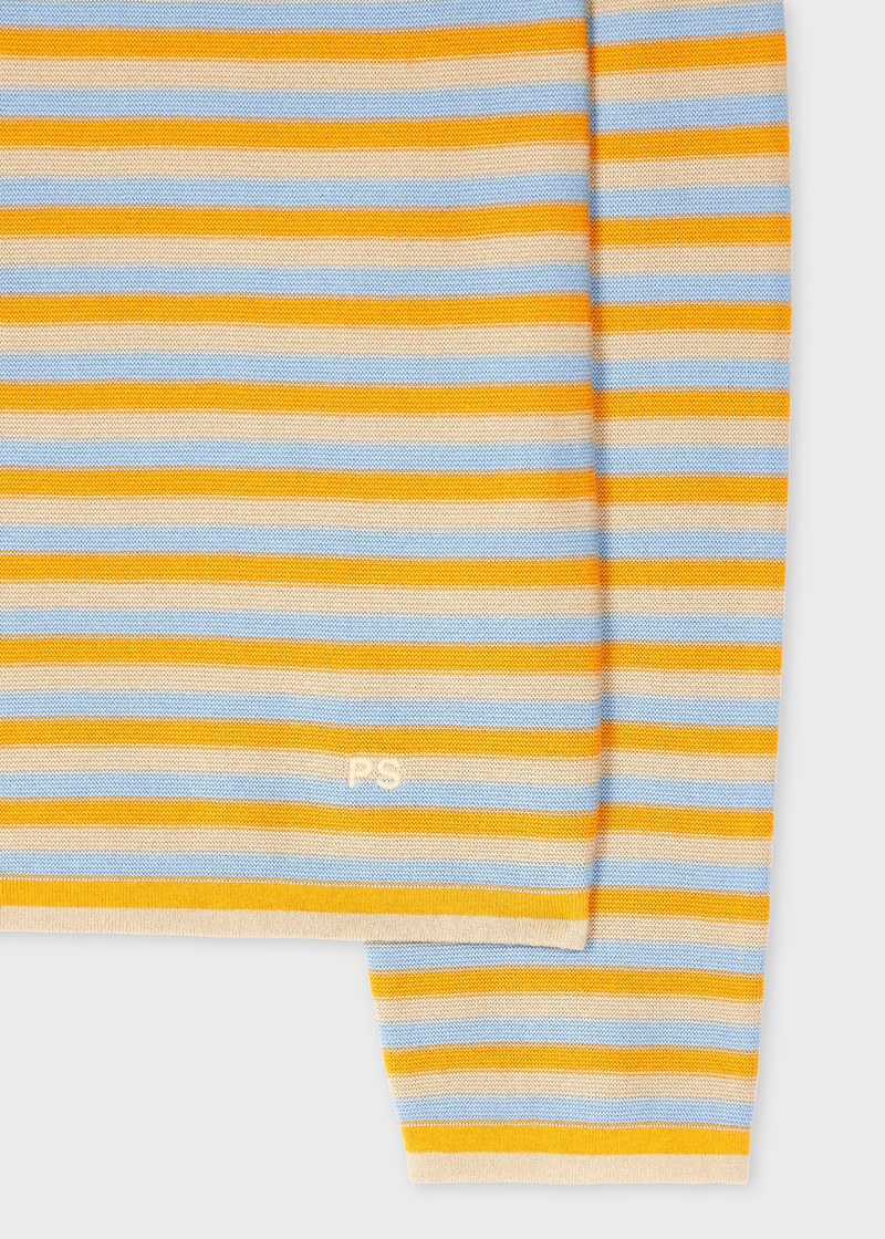 Paul Smith Yellow Faded Stripe Knitted Cotton Polo Shirt outlook