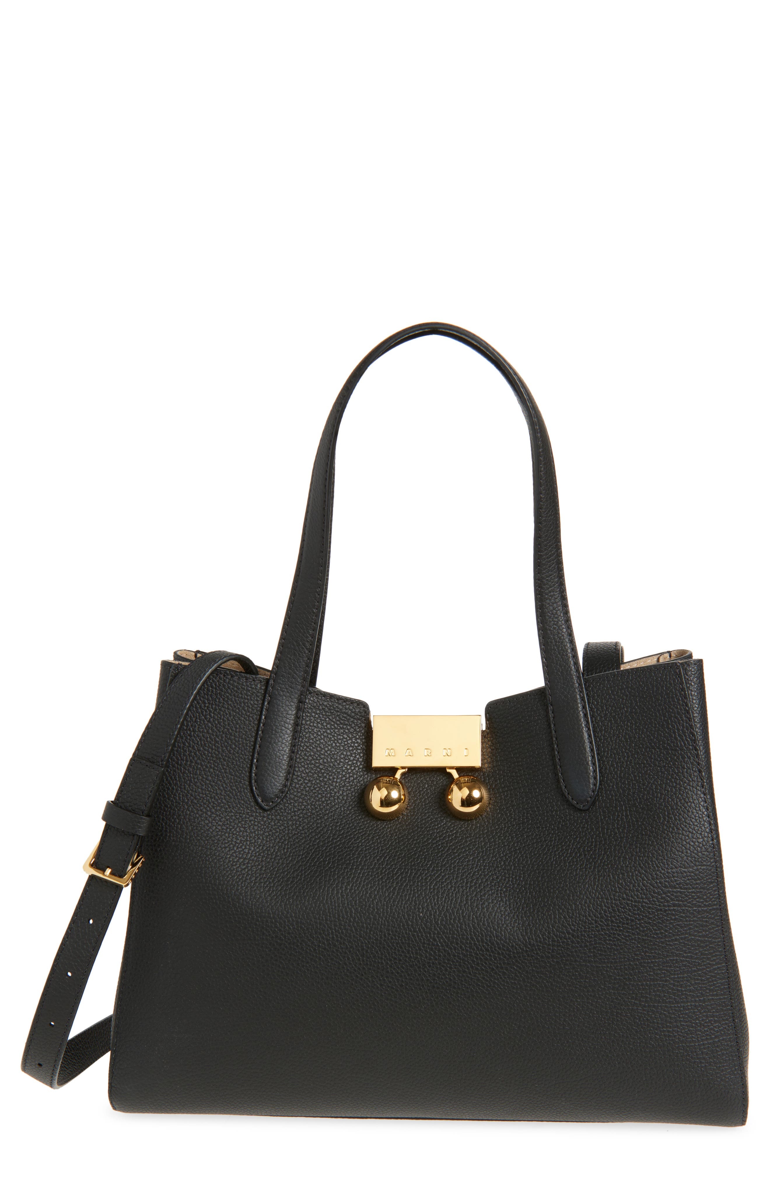 Marni Small Trunkaroo Leather Tote in Black at Nordstrom - 1