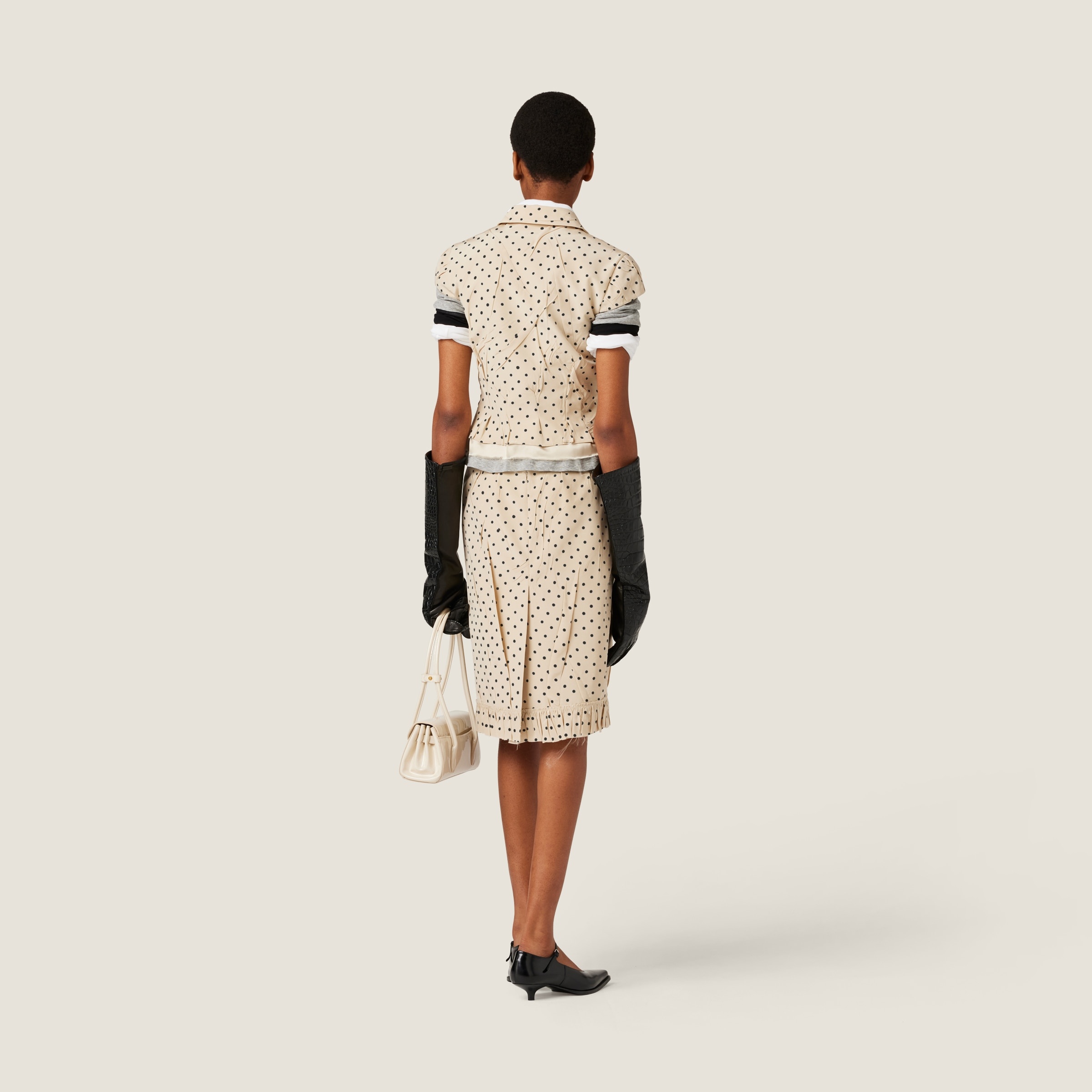 Polka-dot crepe de chine skirt - 3