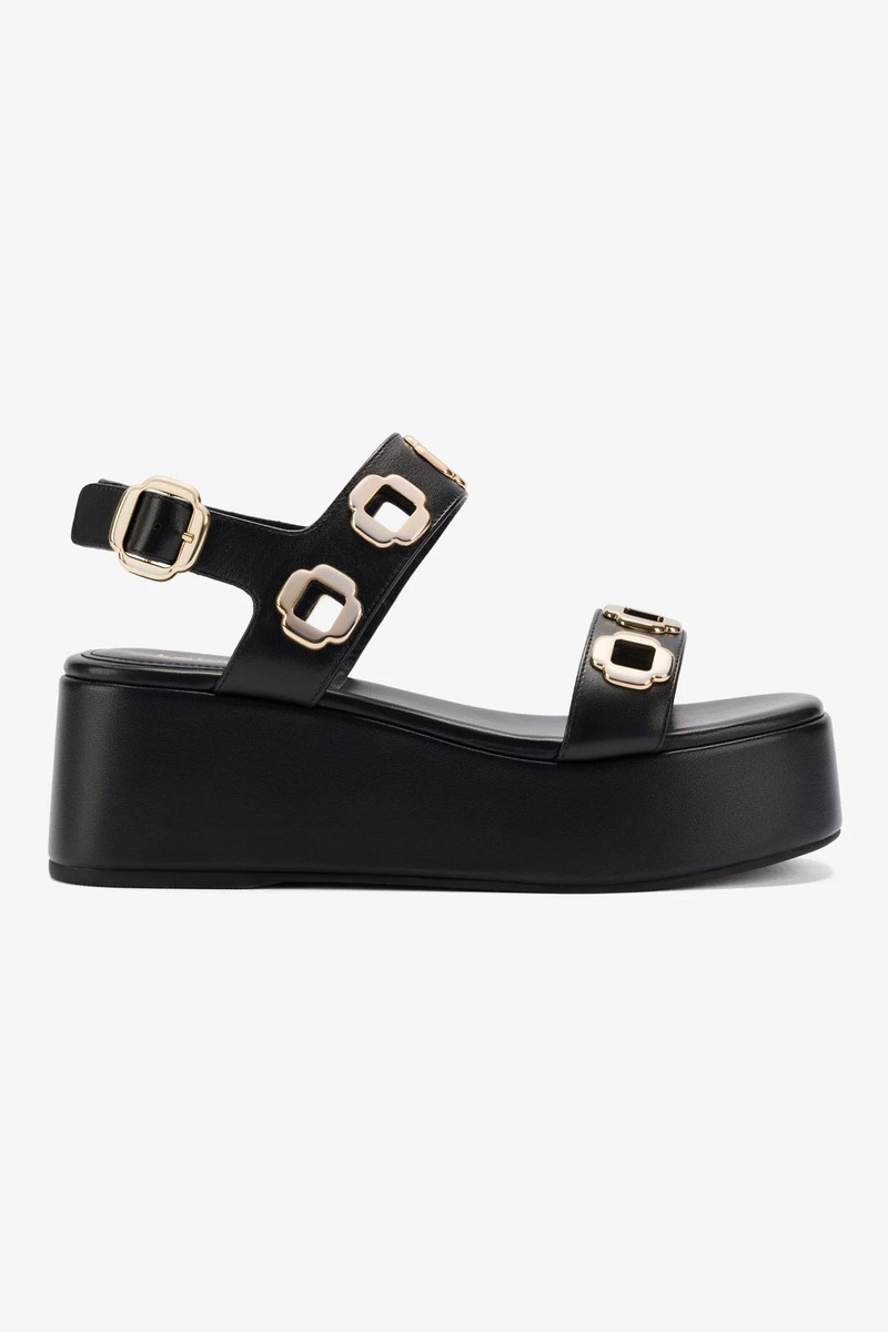 Milan Flatform Sandal In Black Leather 1