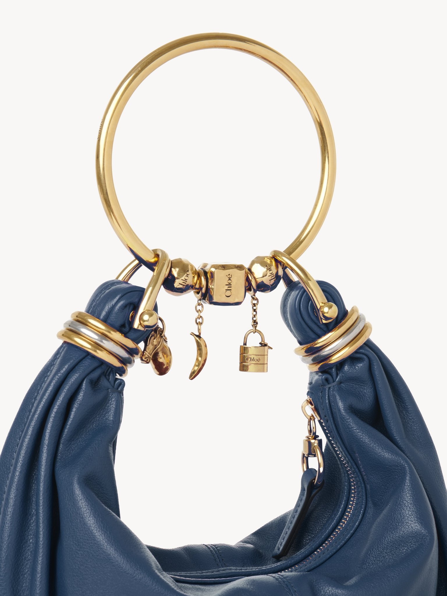 SMALL BRACELET HOBO BAG IN GRAINED LEATHER - 6