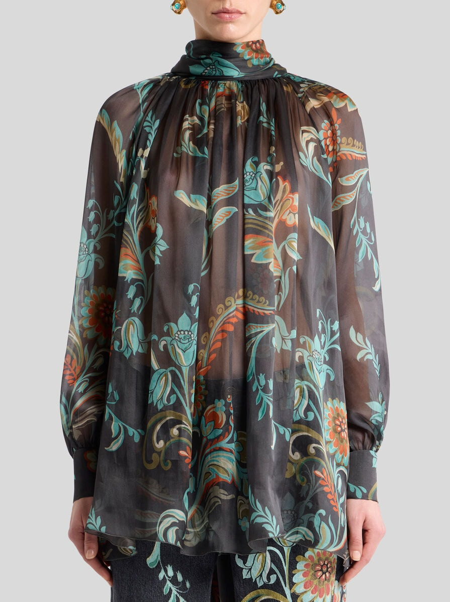 SILK BLOUSE WITH DAFFODIL MOTIF - 2