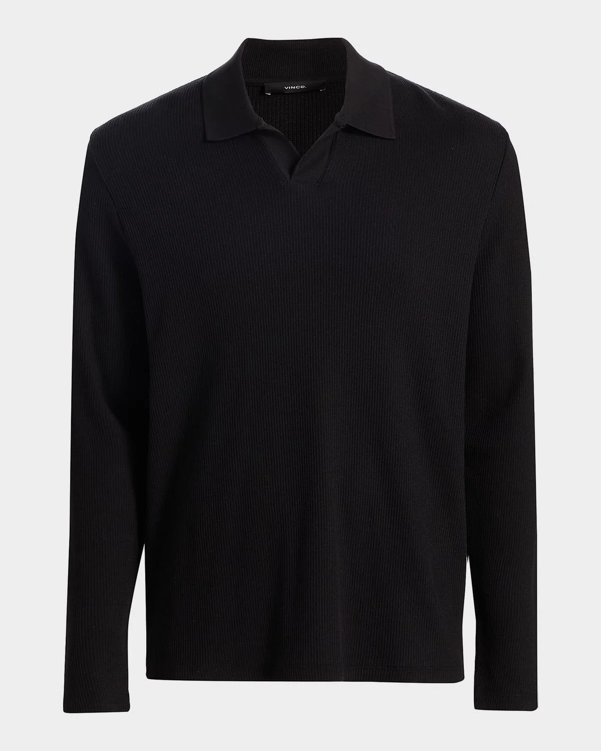 Men's Macro Rib Johnny Collar Polo Sweater - 1