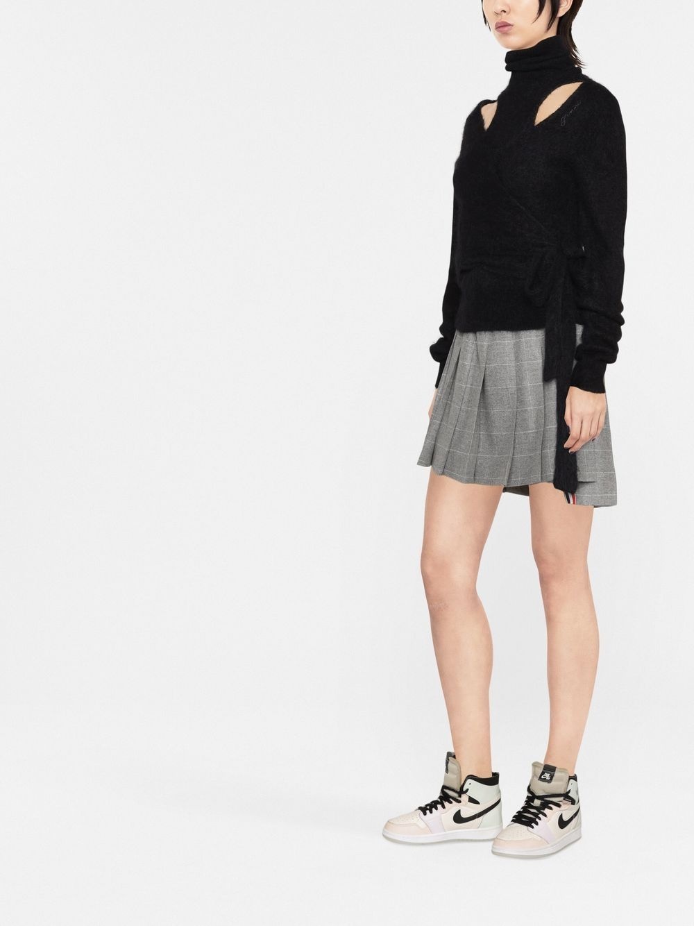 brushed cut-out wrap top - 4