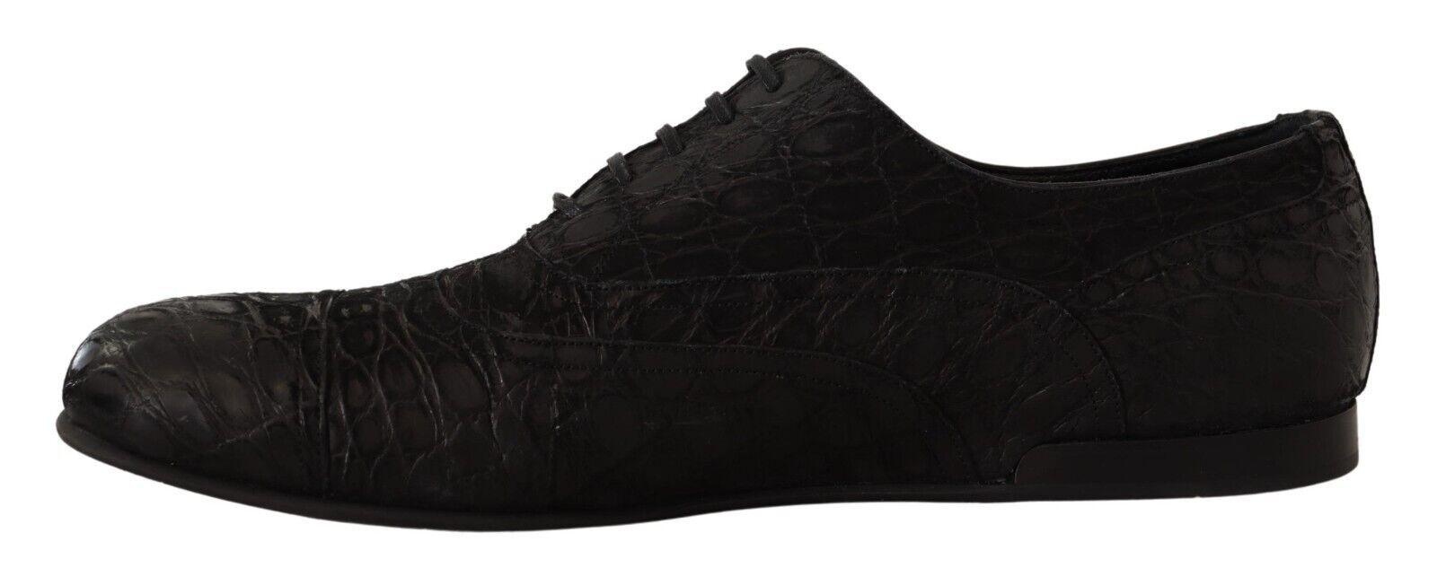 Dolce & Gabbana Black Caiman Leather Mens Oxford Shoes - 5