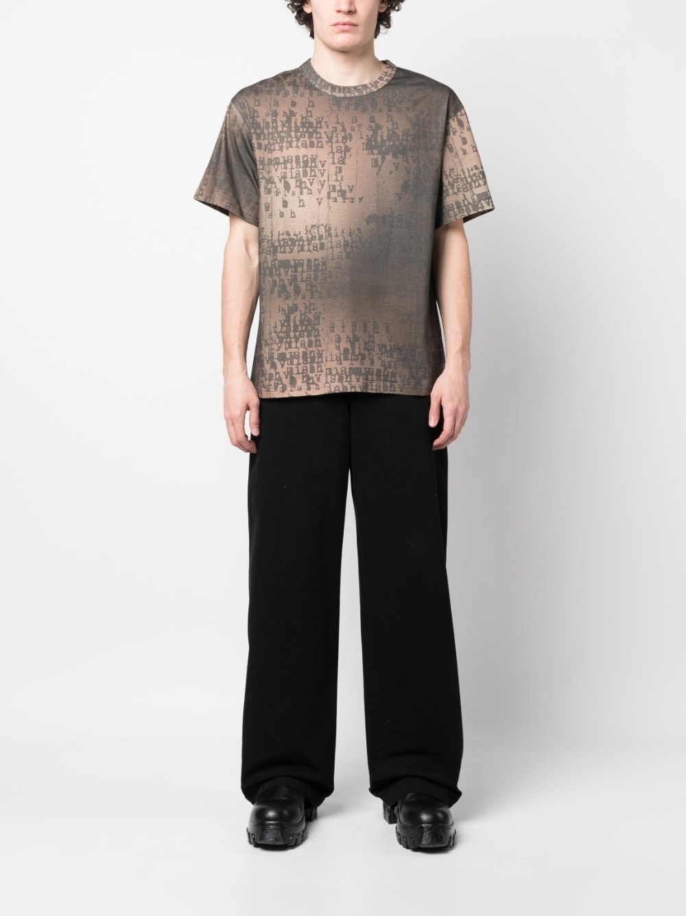 logo-print bleached T-shirt - 2