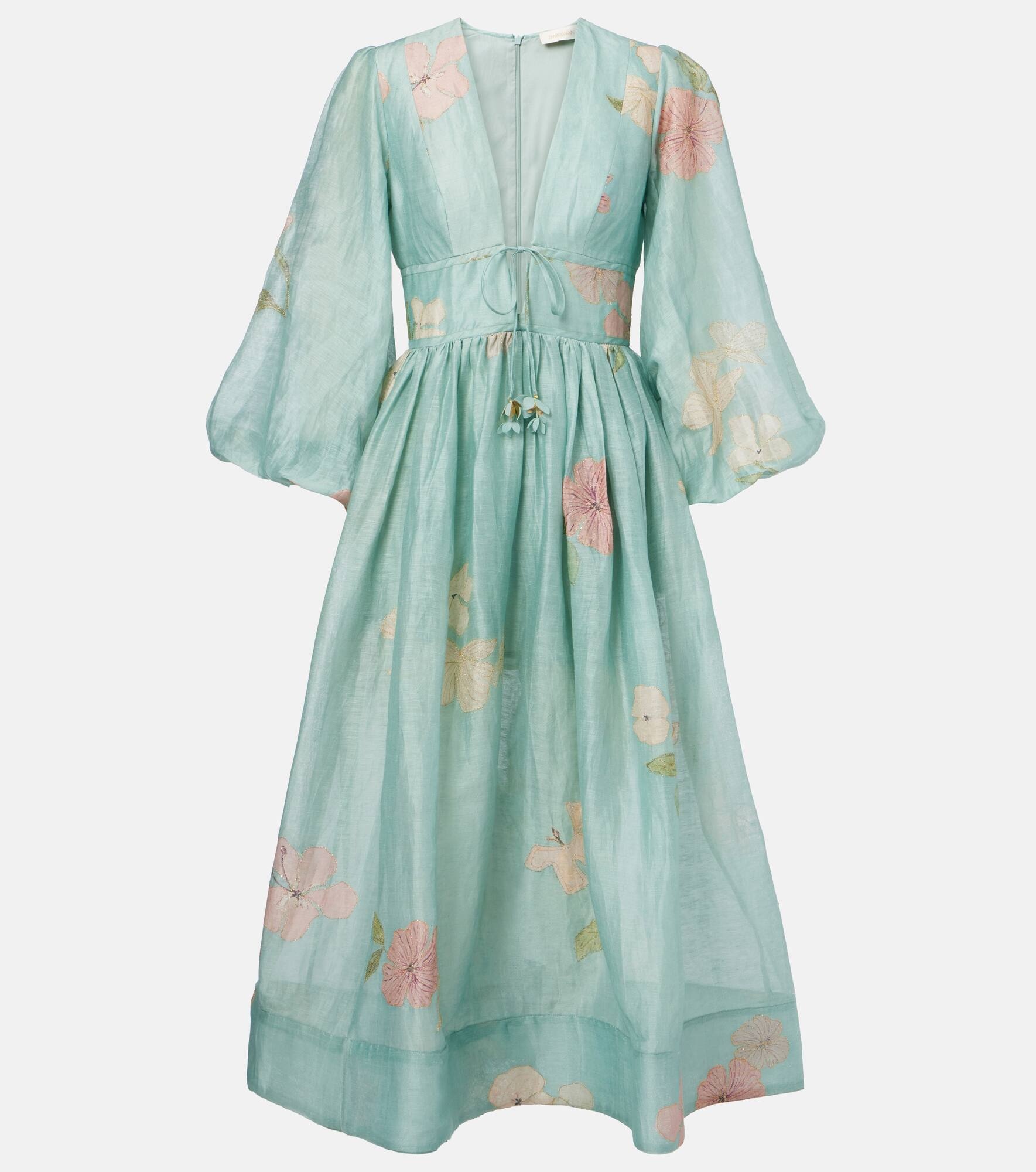 【Zimmermann】Illuminate linen and silk midi dress 59ca4ed2a2d655151f539be7d6be9d