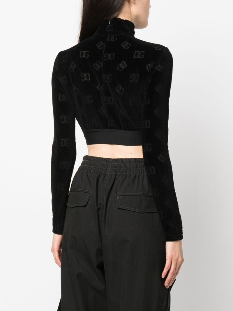 debossed-logo pattern cropped top 4