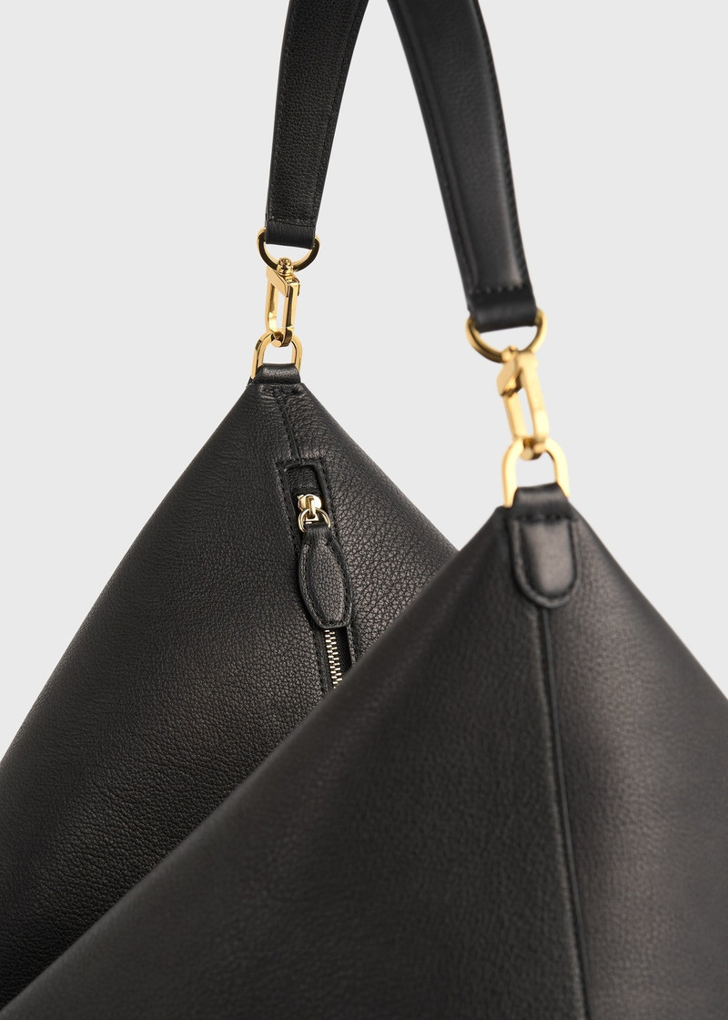 Bevel grained-leather bag black 4