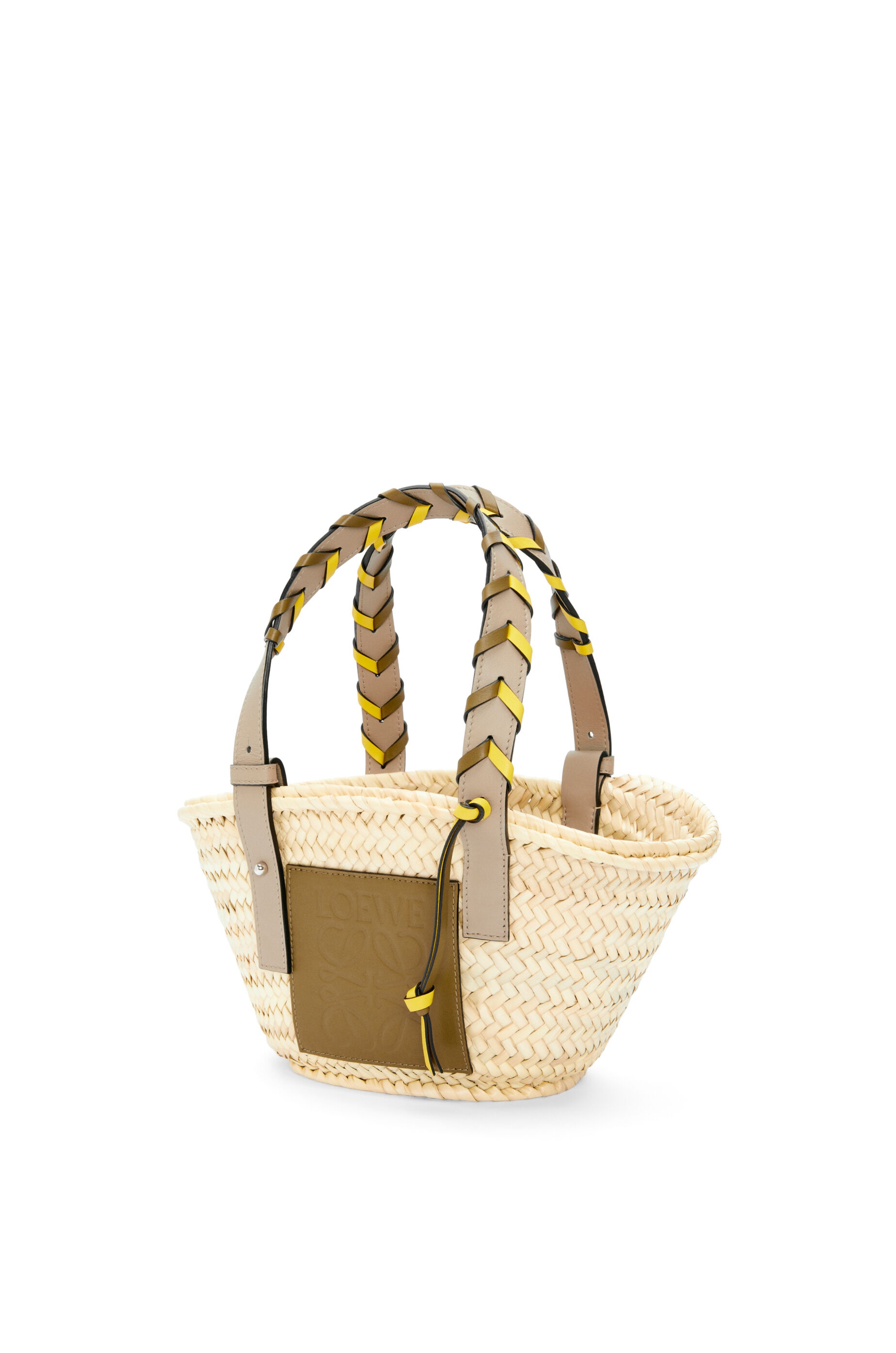 Small Basket bag in palm leaf with a braided handle in calfskin - 3