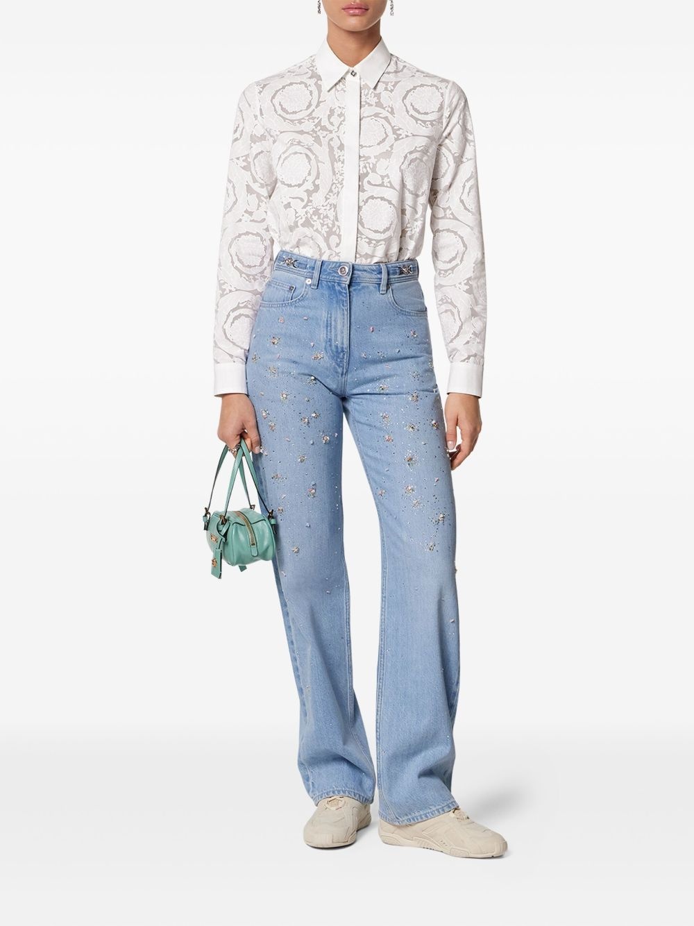 Barocco-jacquard button-up shirt - 2