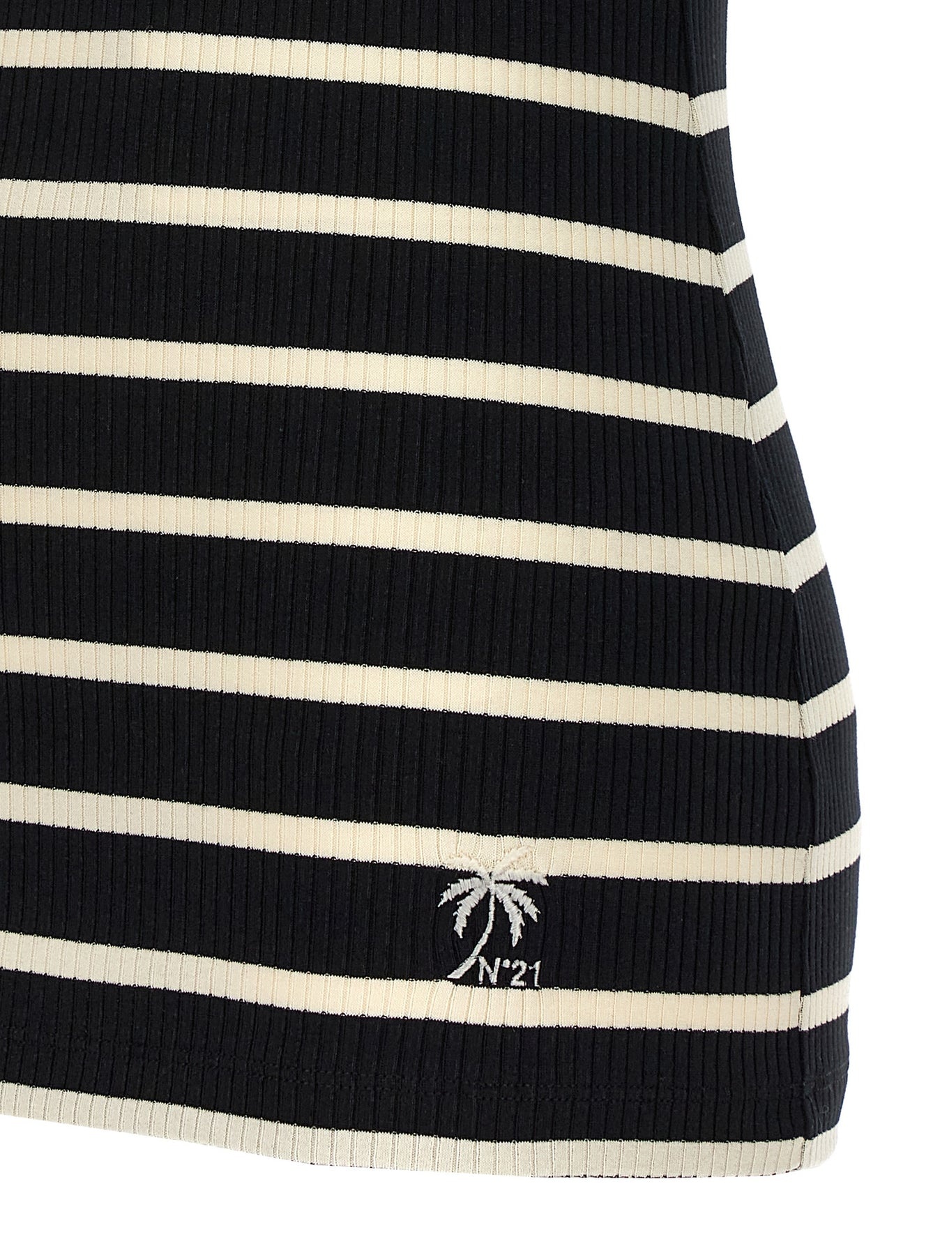 Striped Ribbed Top Tops White/Black - 4