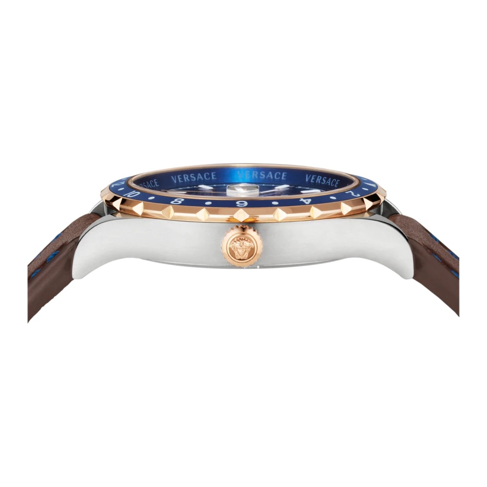 GMT HERRENUHR BROWN LEATHER GOLD SILVER - 2