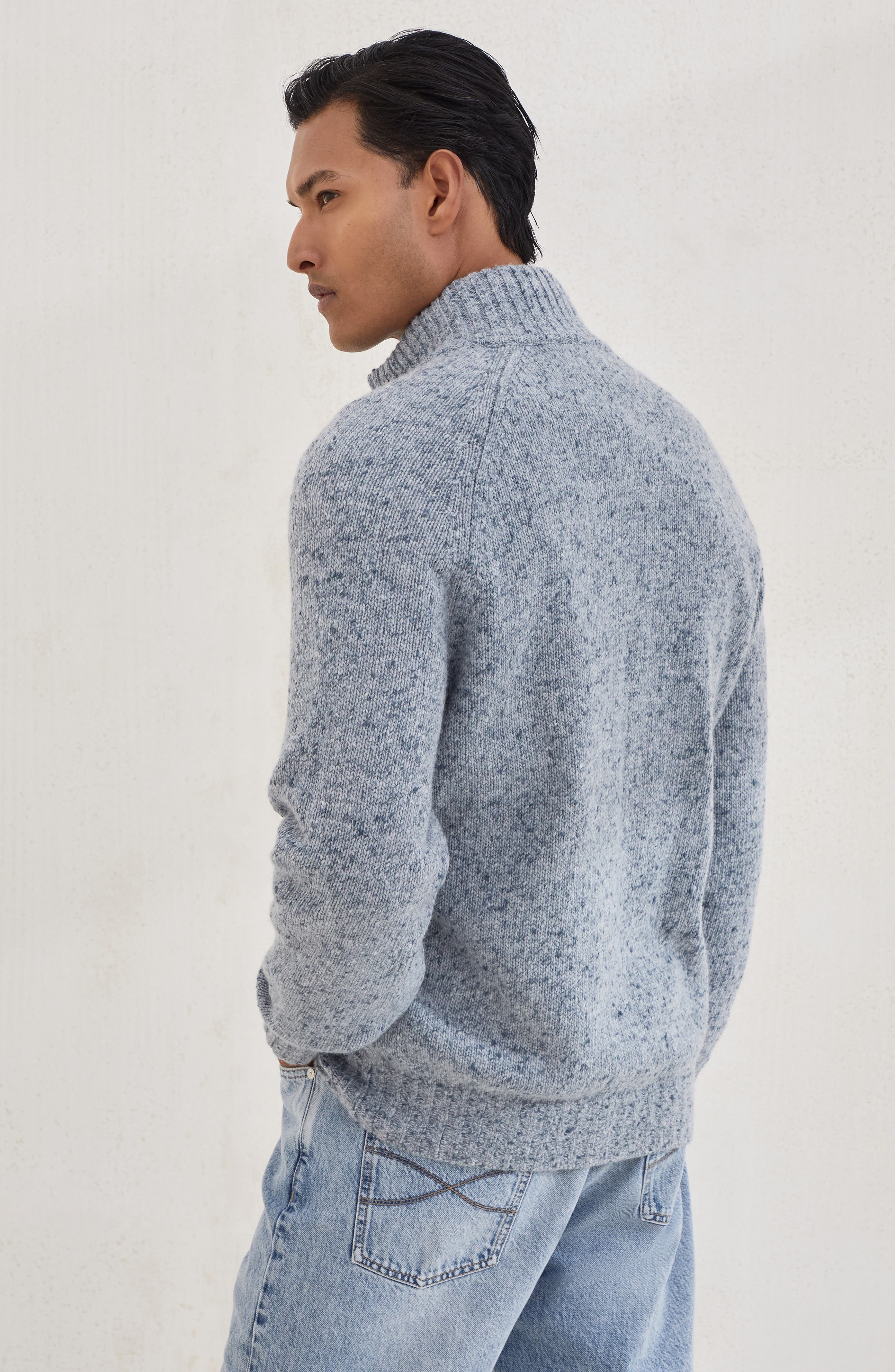 Brunello Cucinelli Zip-front cardigan in Light Blue Denim at Nordstrom - 3
