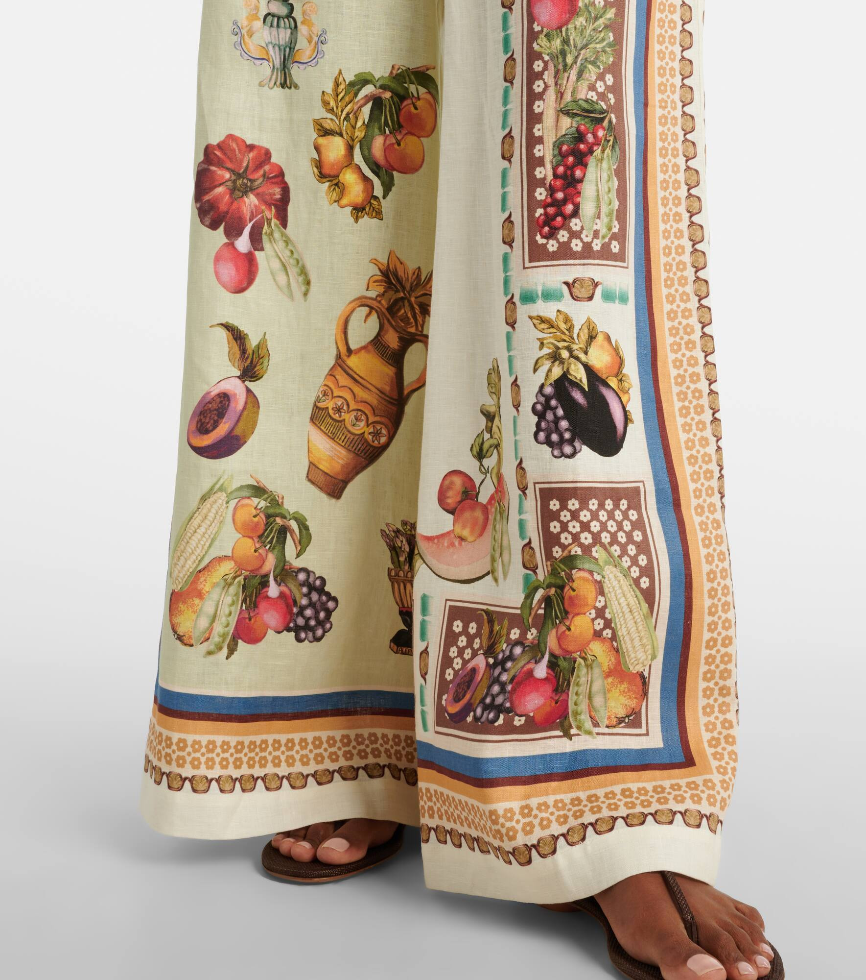 Mercado printed linen wide-leg pants - 5
