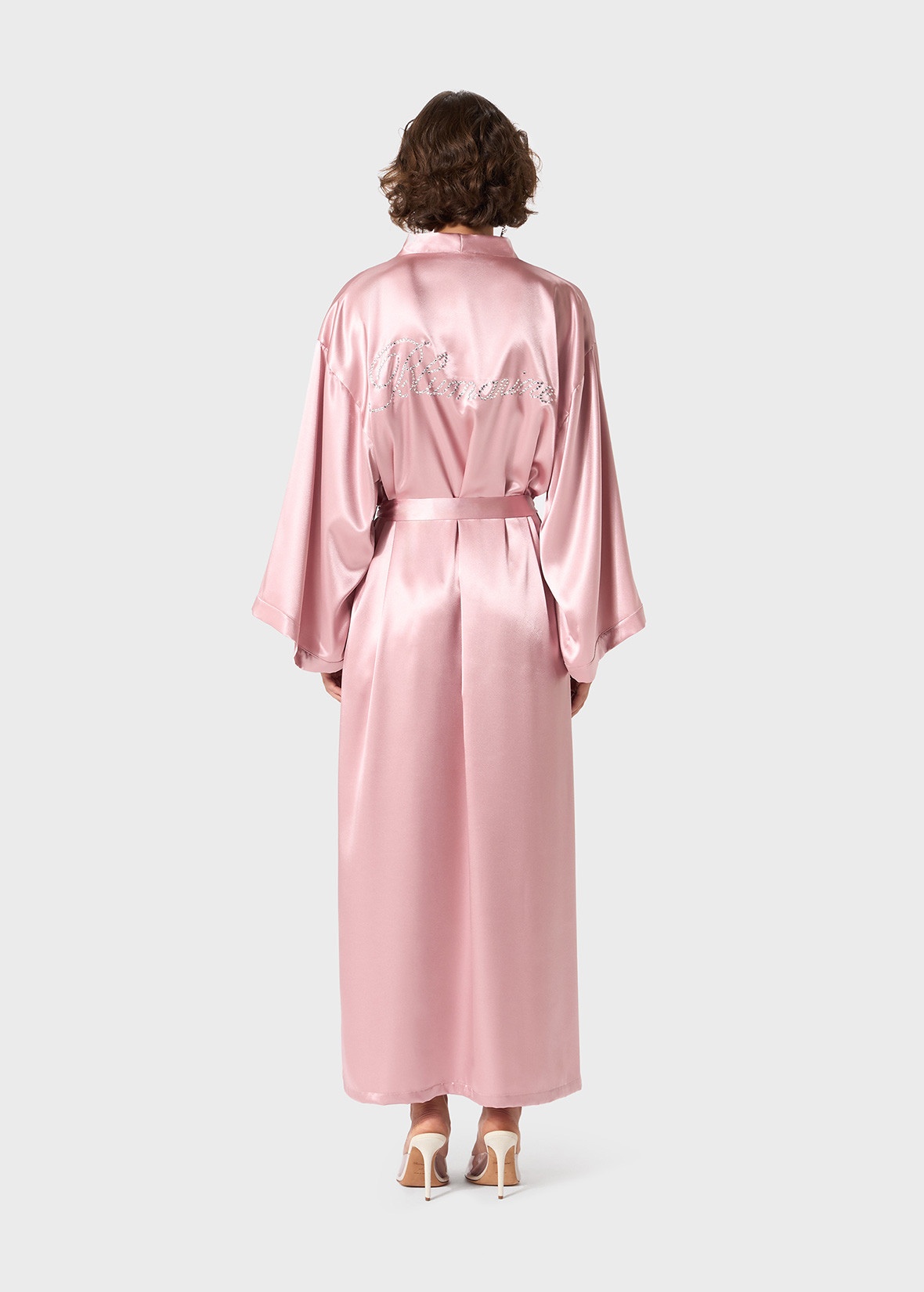 SATIN ROBE WITH RHINESTONE BLUMARINE LOGO - 4