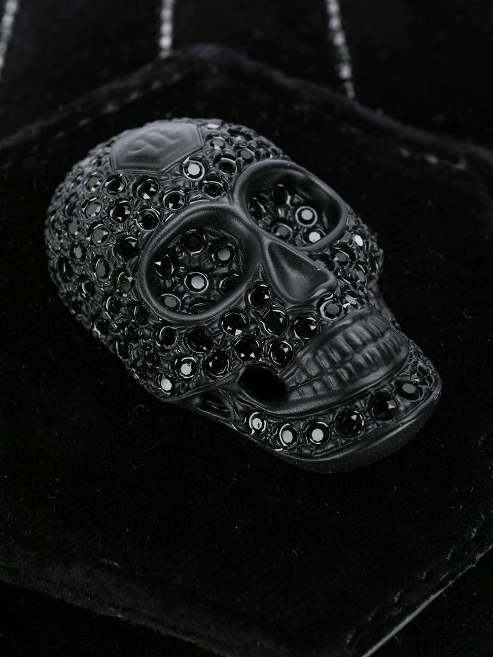 crystal-skull velvet shoulder bag - 4