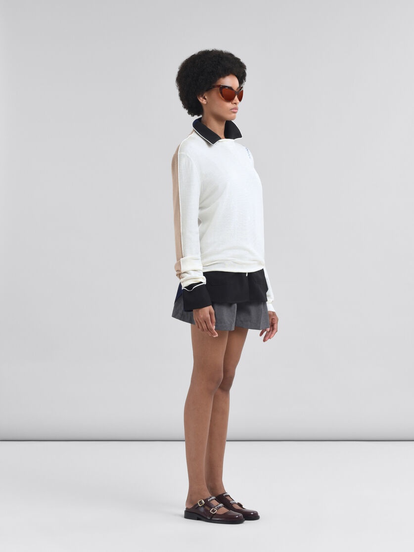 GREY WOOL SHORTS WITH MARNI SYMBOL - 5