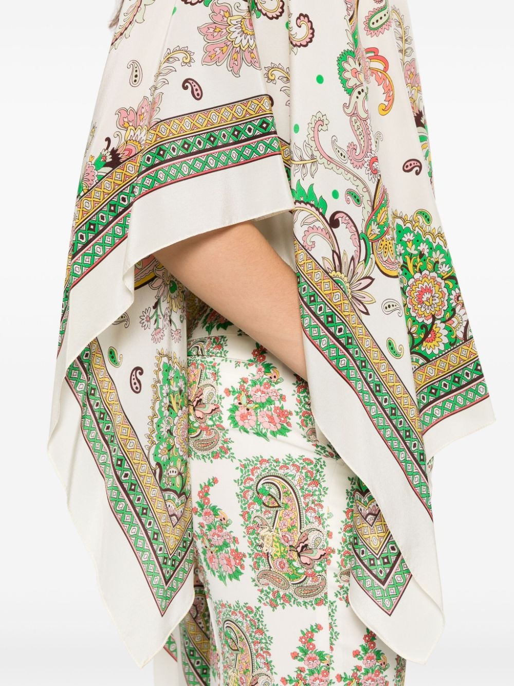paisley-print silk poncho - 5