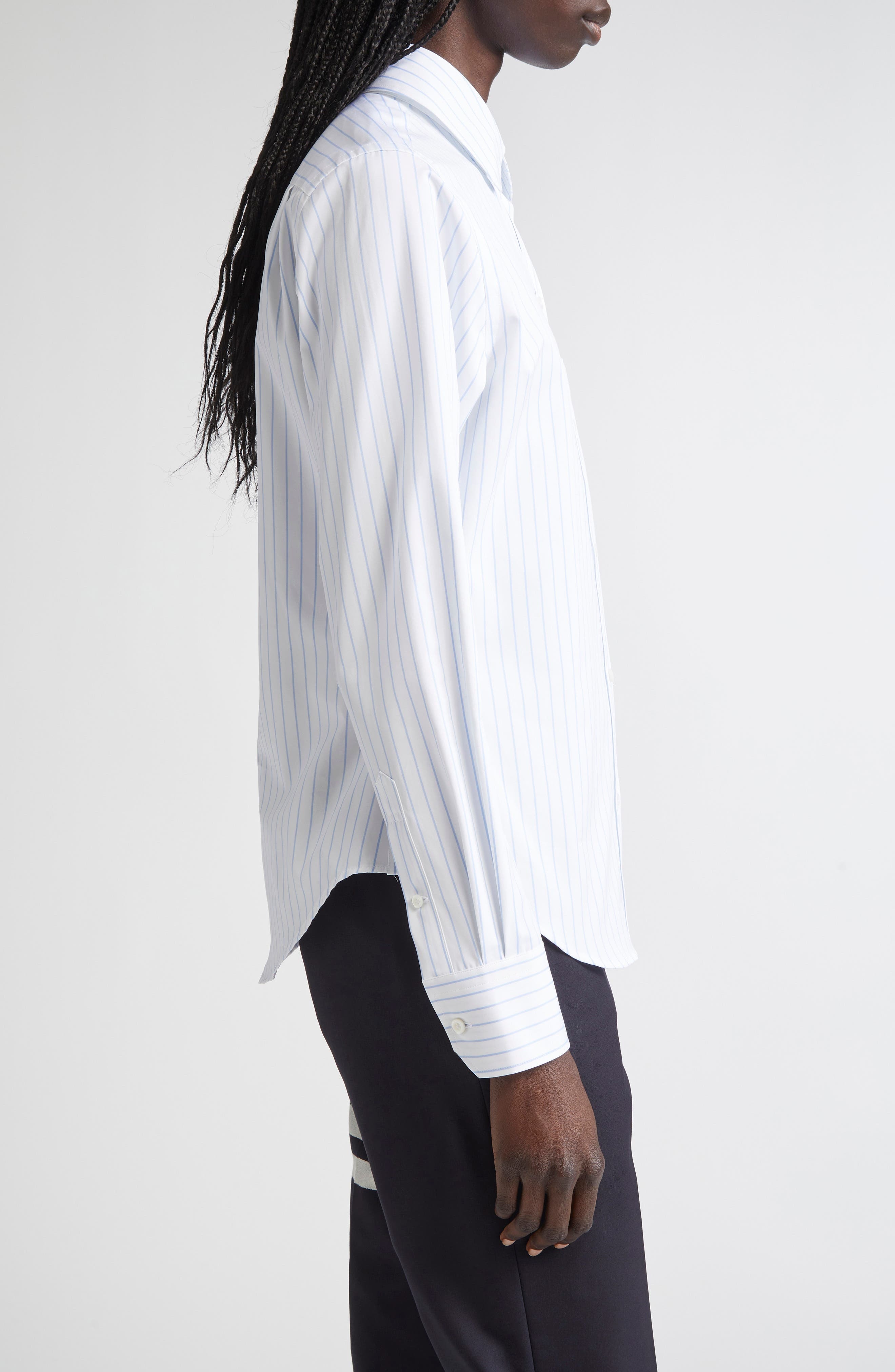 Thom Browne Classic Stripe Cotton Button-Up Shirt in Light Blue at Nordstrom - 3