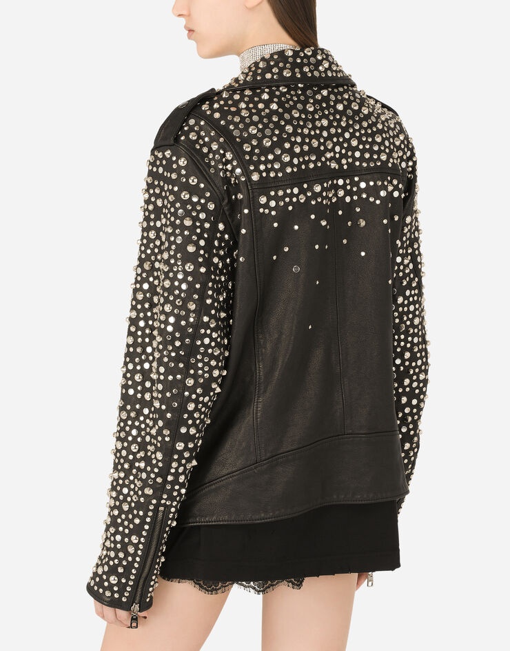 Studded leather biker jacket - 5