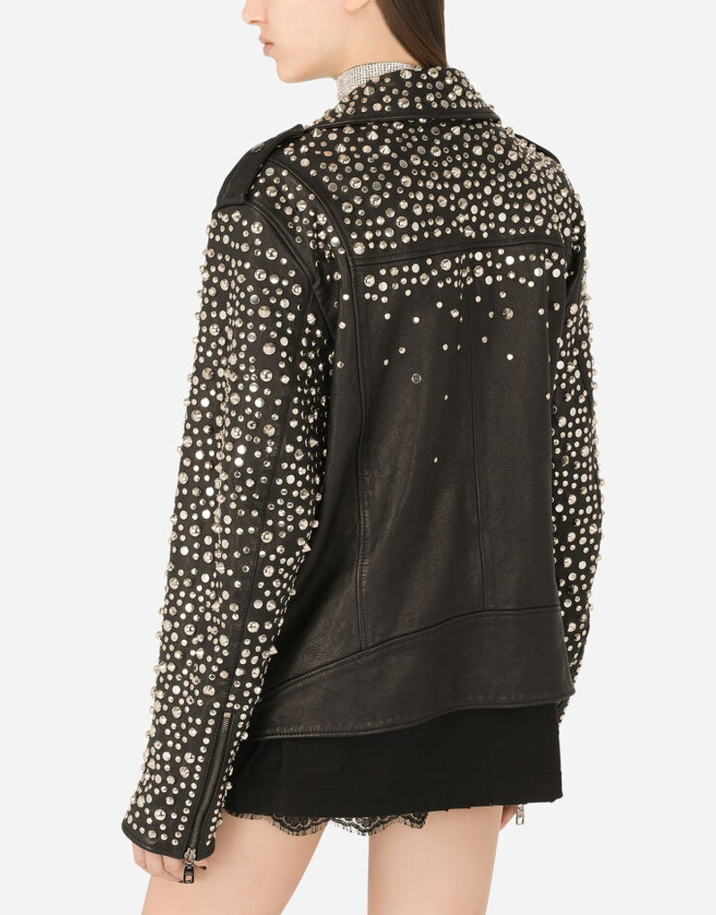 Studded leather biker jacket 5