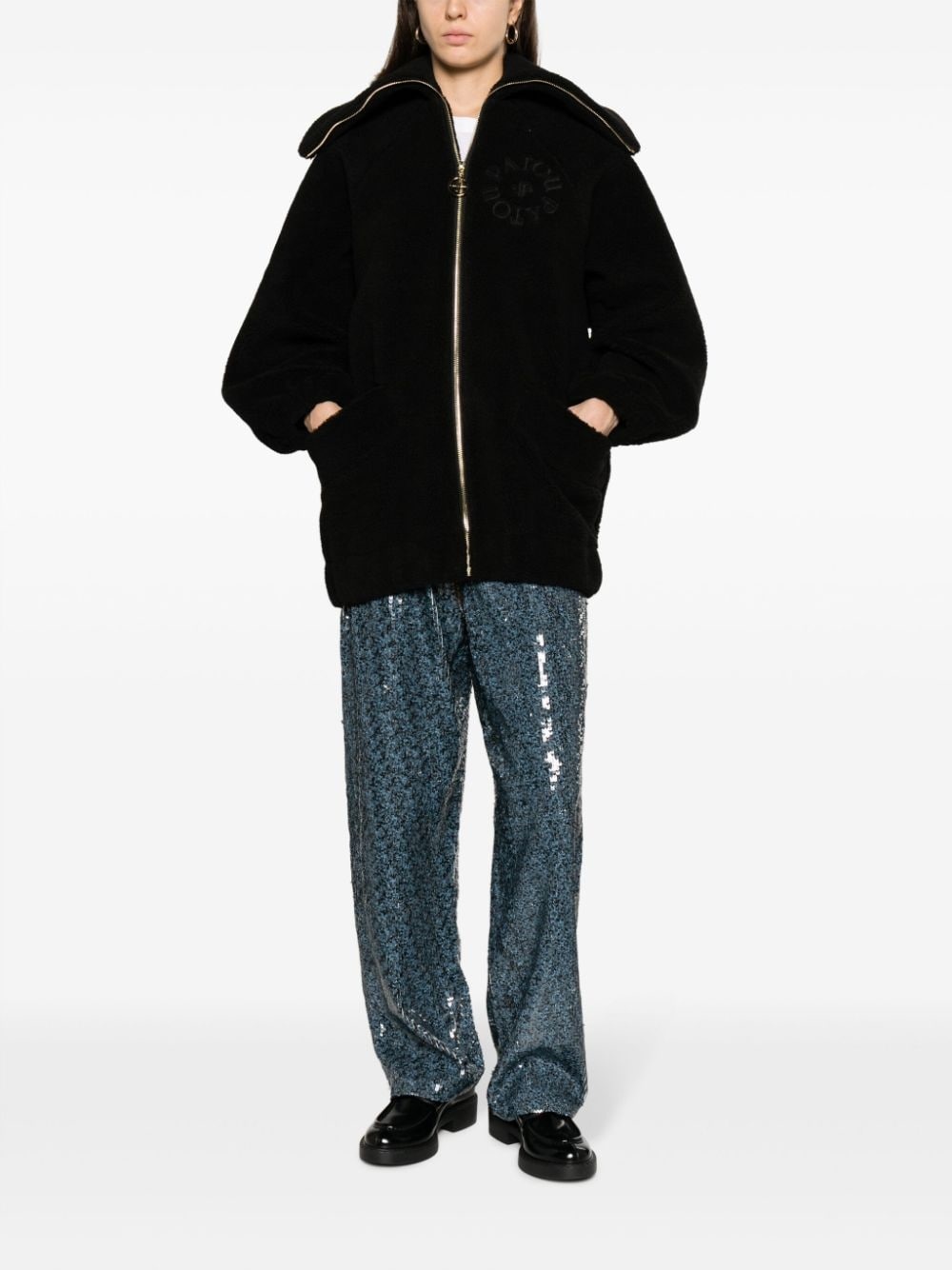 logo-embroidered fleece jacket - 2