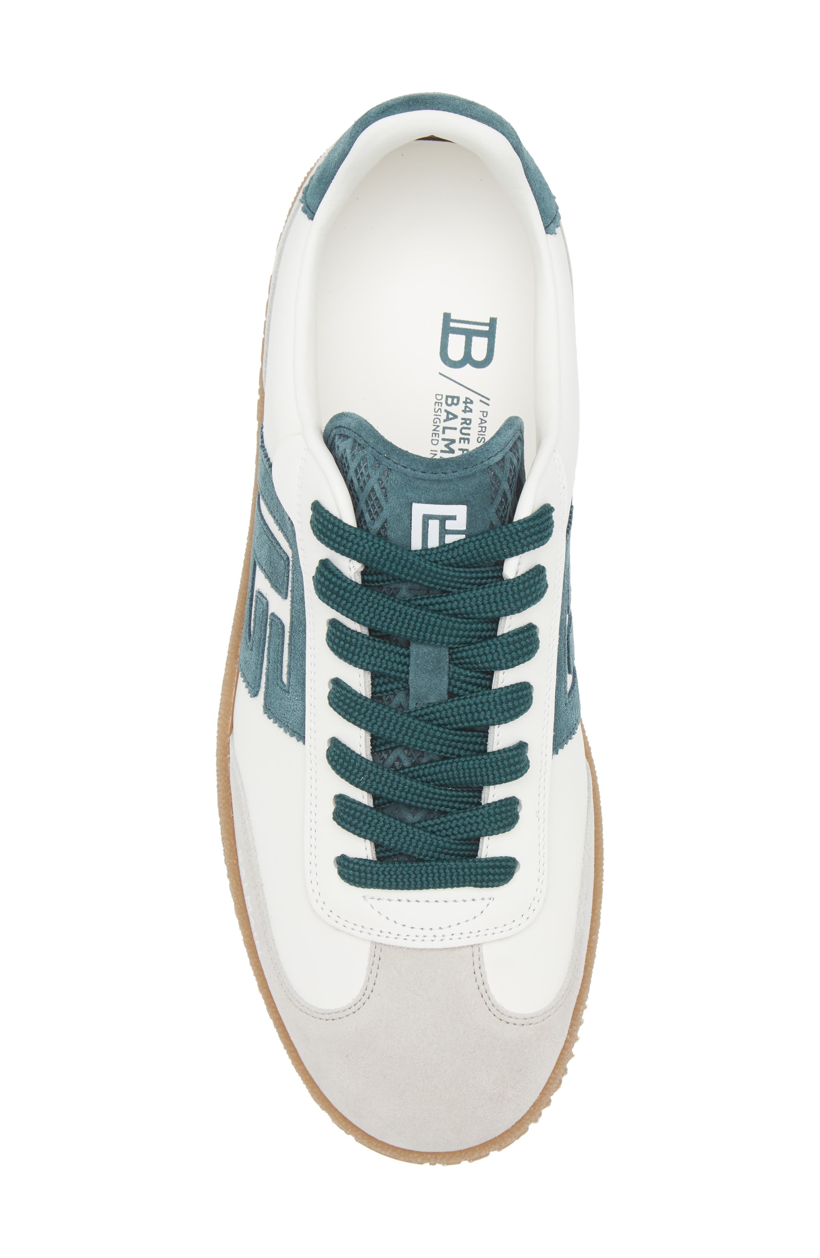 Balmain Swan Low Top Sneaker in Emerald/White at Nordstrom - 5