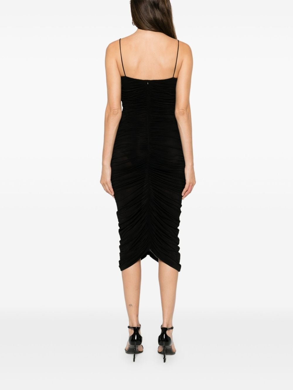 ruched ruffle midi dress - 8