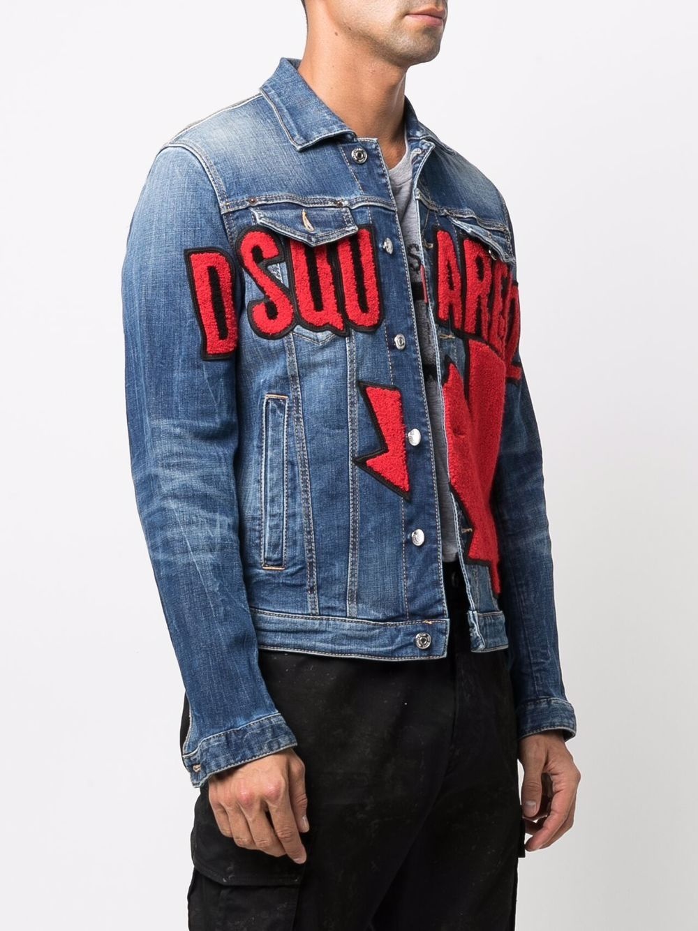 lettering logo denim jacket - 3