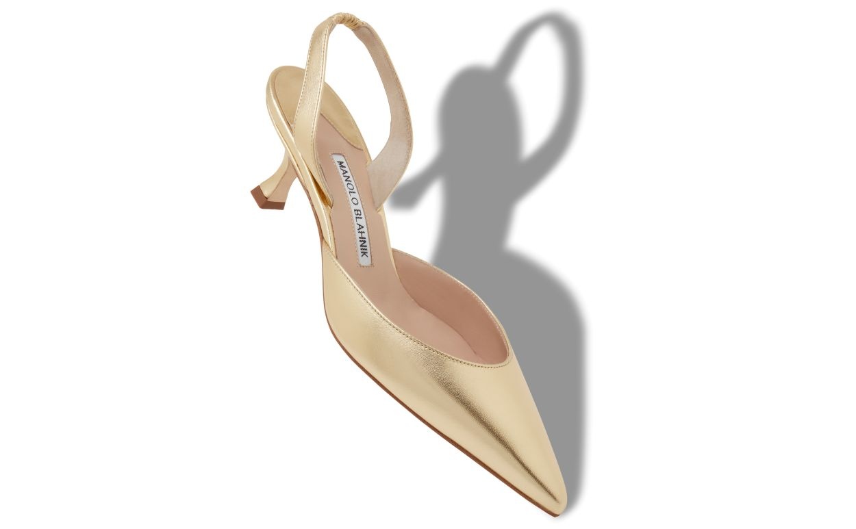 Gold Nappa Leather Slingback Pumps - 2