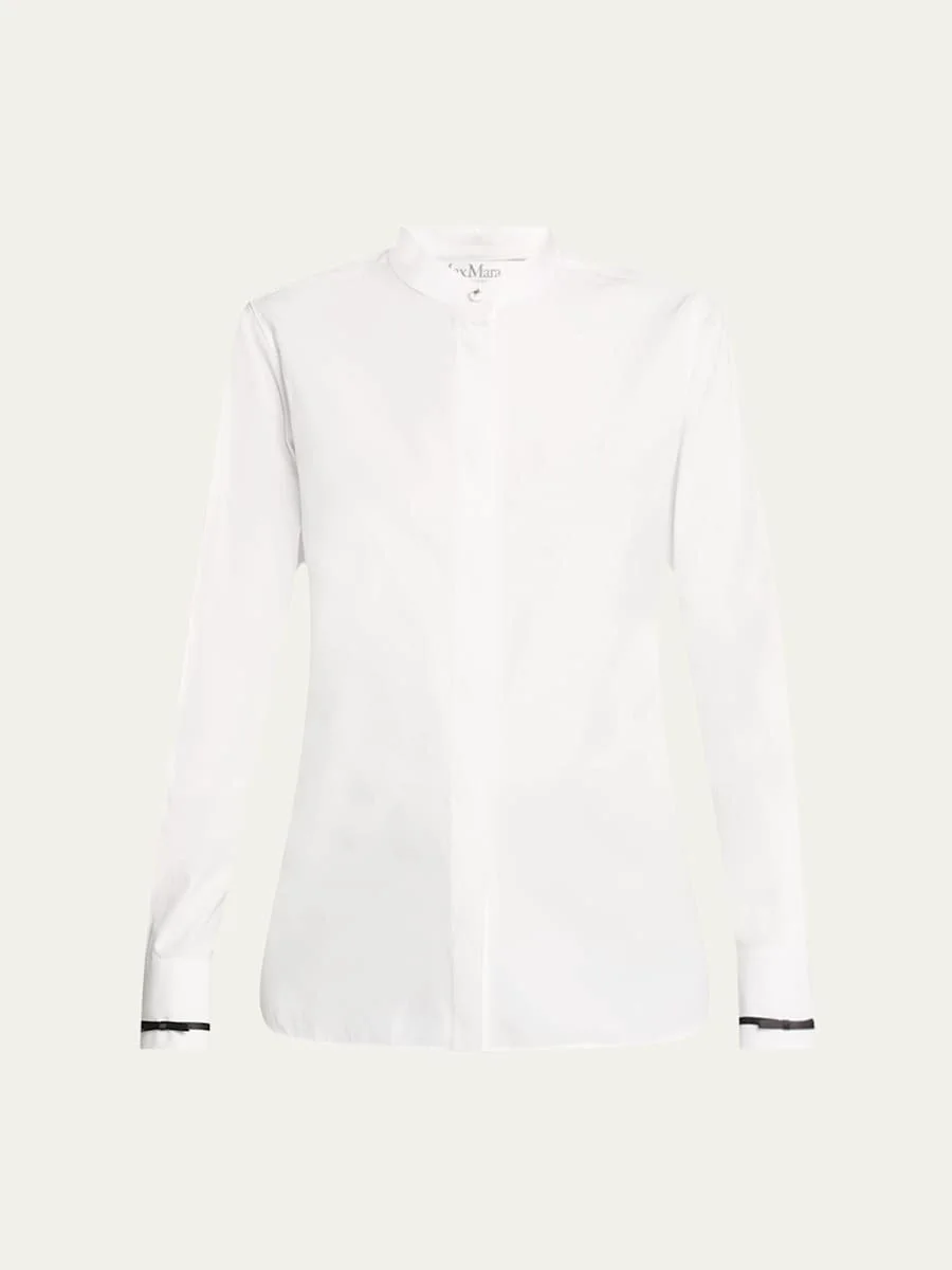 Otranto Mandarin Collar Cotton Blouse - 1