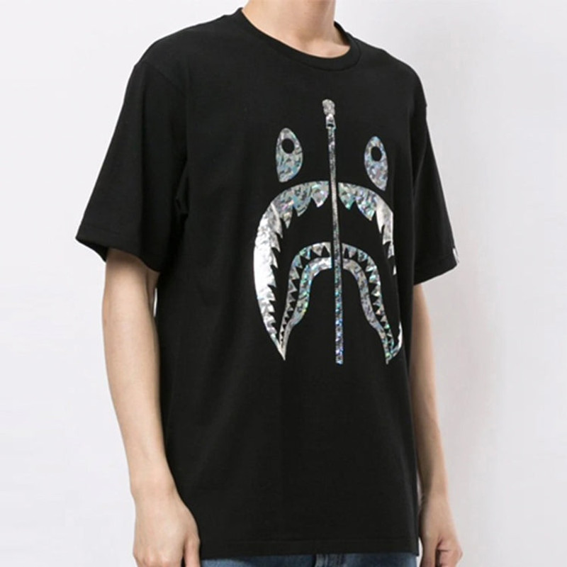 A BATHING APE® A Bathing Ape Half Zip Shark Face T-Shirt 'Black' 1G30-110-063 outlook