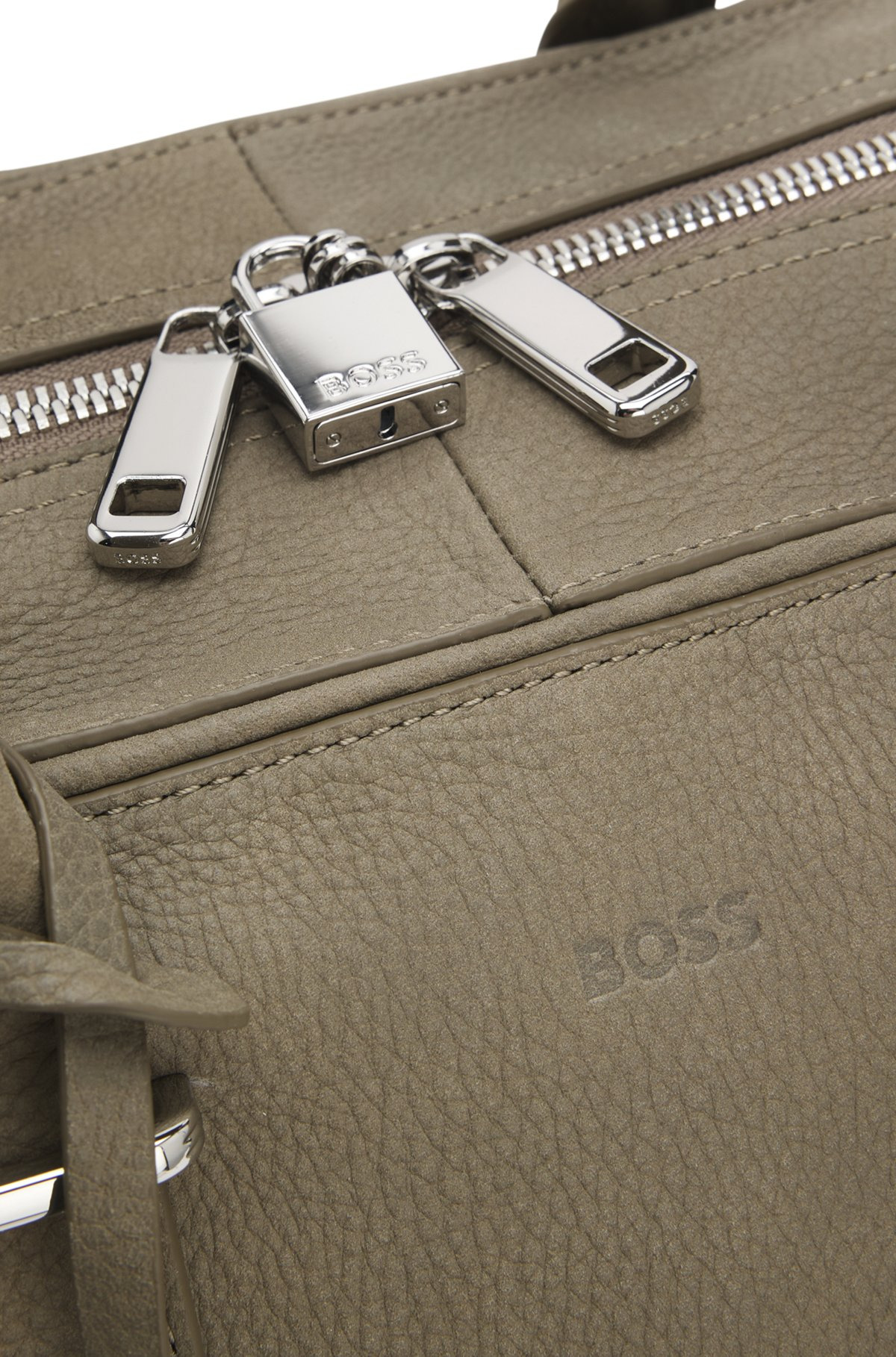 GRAINED-LEATHER HOLDALL WITH EMBOSSED LOGO - 5