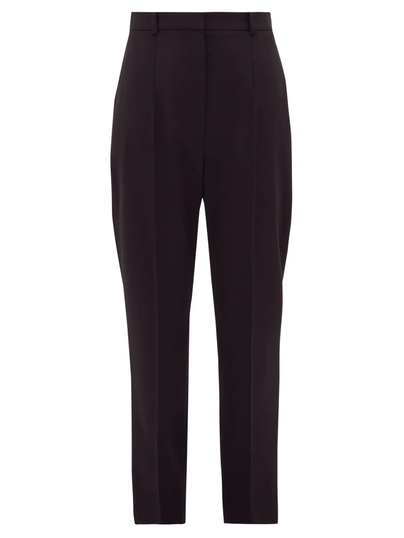 Tailored grain-de-poudre wool cigarette trousers - 1