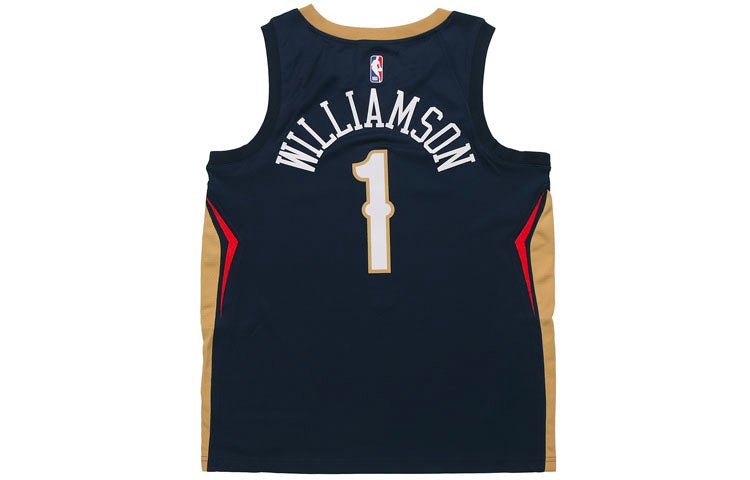 Nike NBA Zion Williamson Basketball Sports Jersey SW Fan Edition New Orleans Pelicans 1 Navy Blue Da - 2