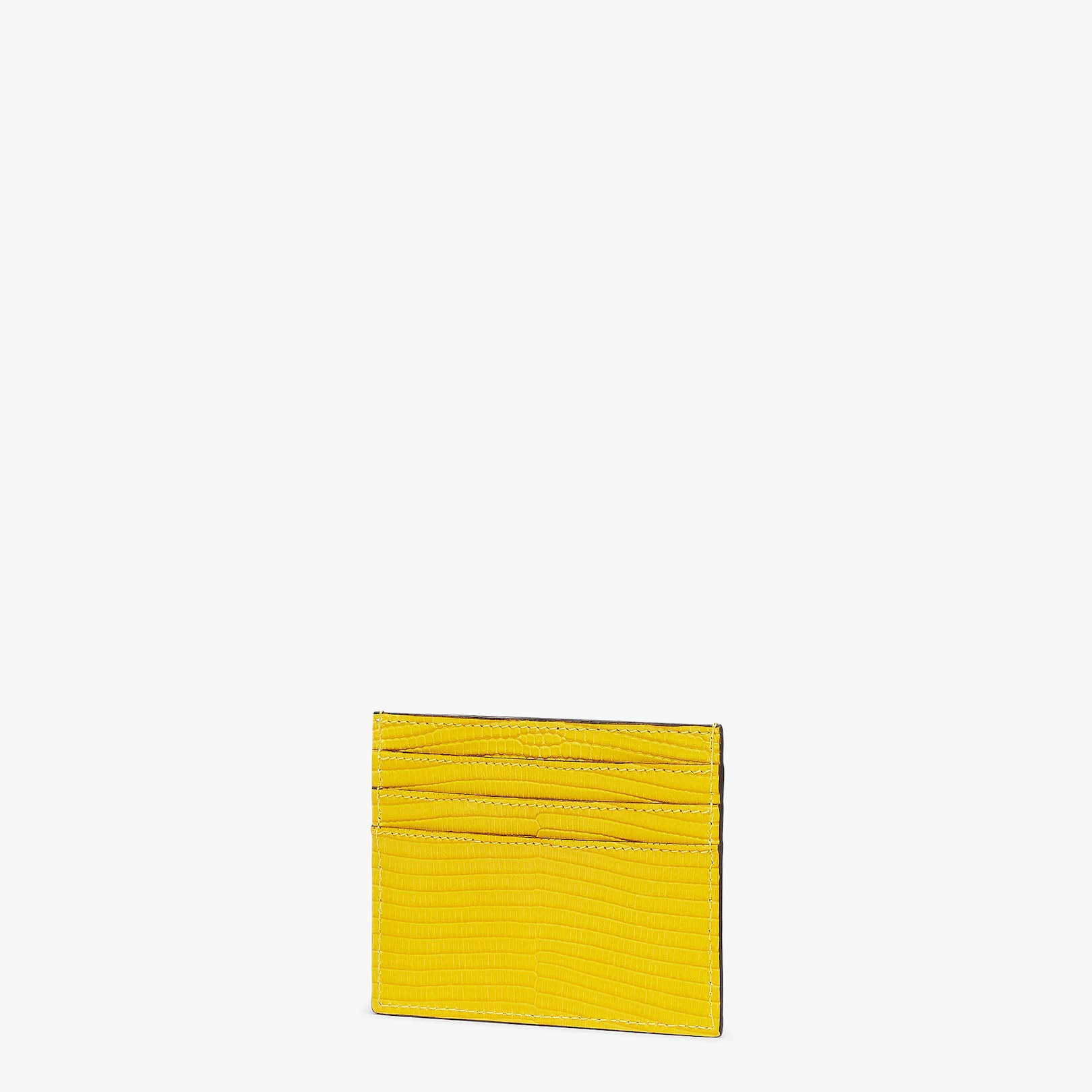 Yellow lizard leather card holder - 2