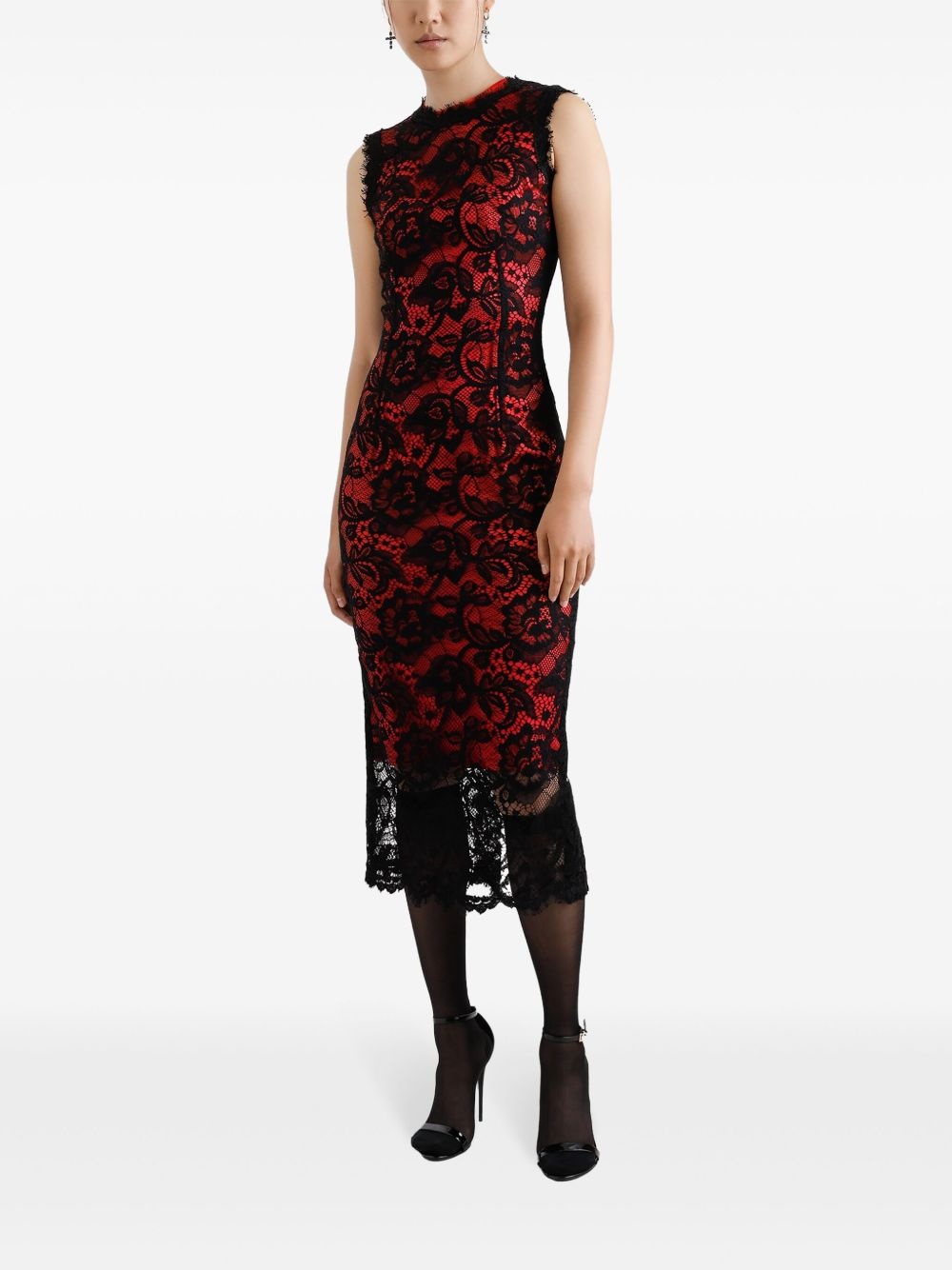 floral-lace midi dress - 2