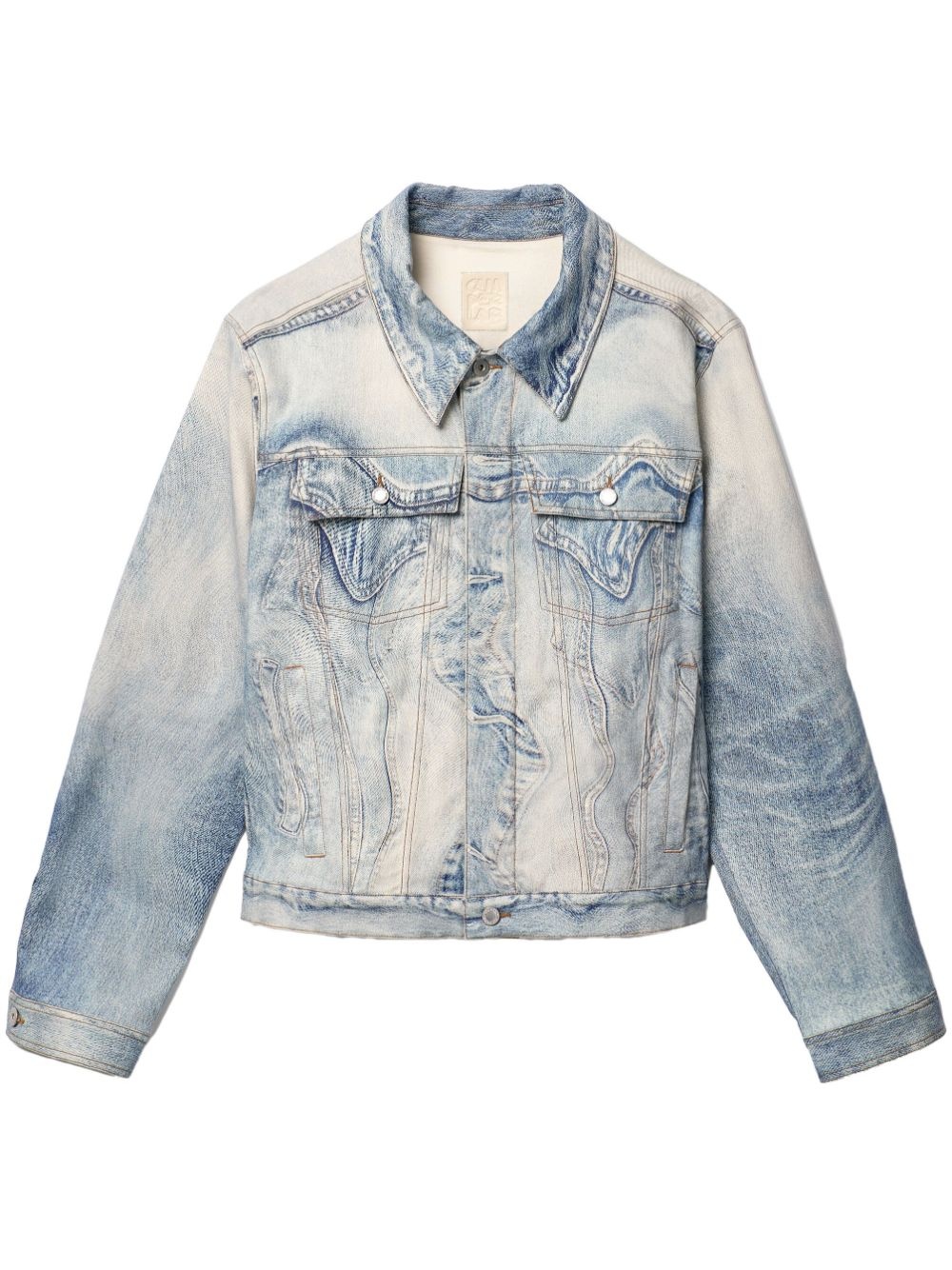 swirl-print denim jacket - 1