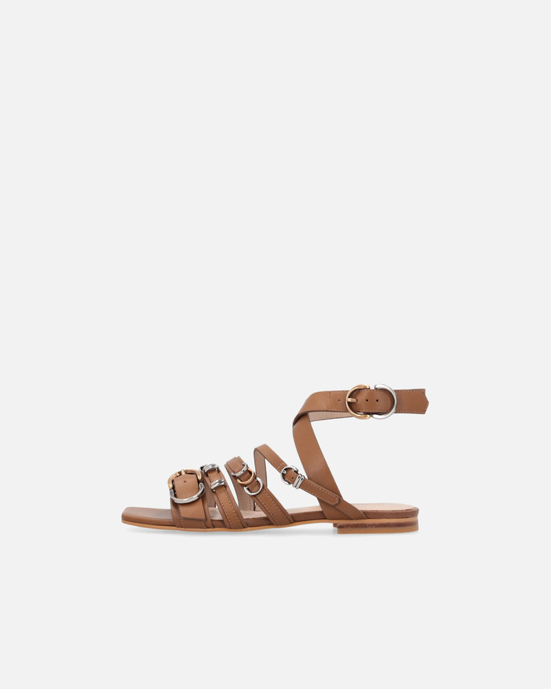 PINKO FLAT SANDALS WITH BRAIDED STRAPS AND METALLIC DETAILS outlook