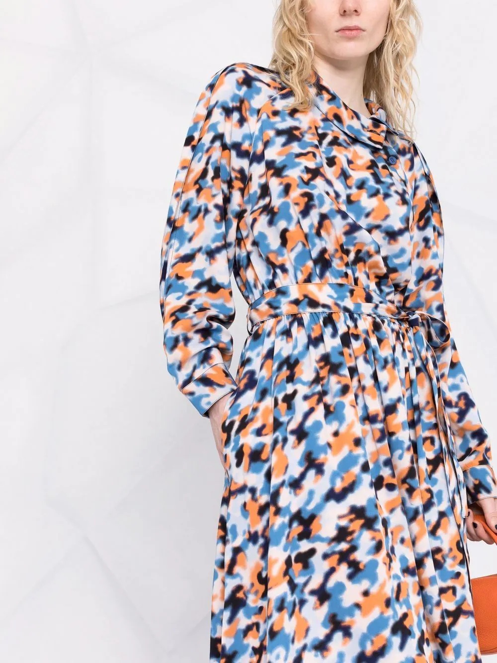 abstract-print drawstring-waist midi dress - 5
