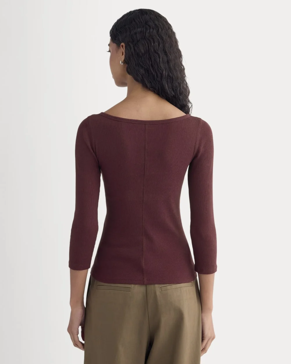 LUXE RIB 3/4 SLEEVE BOATNECK TEE - 1