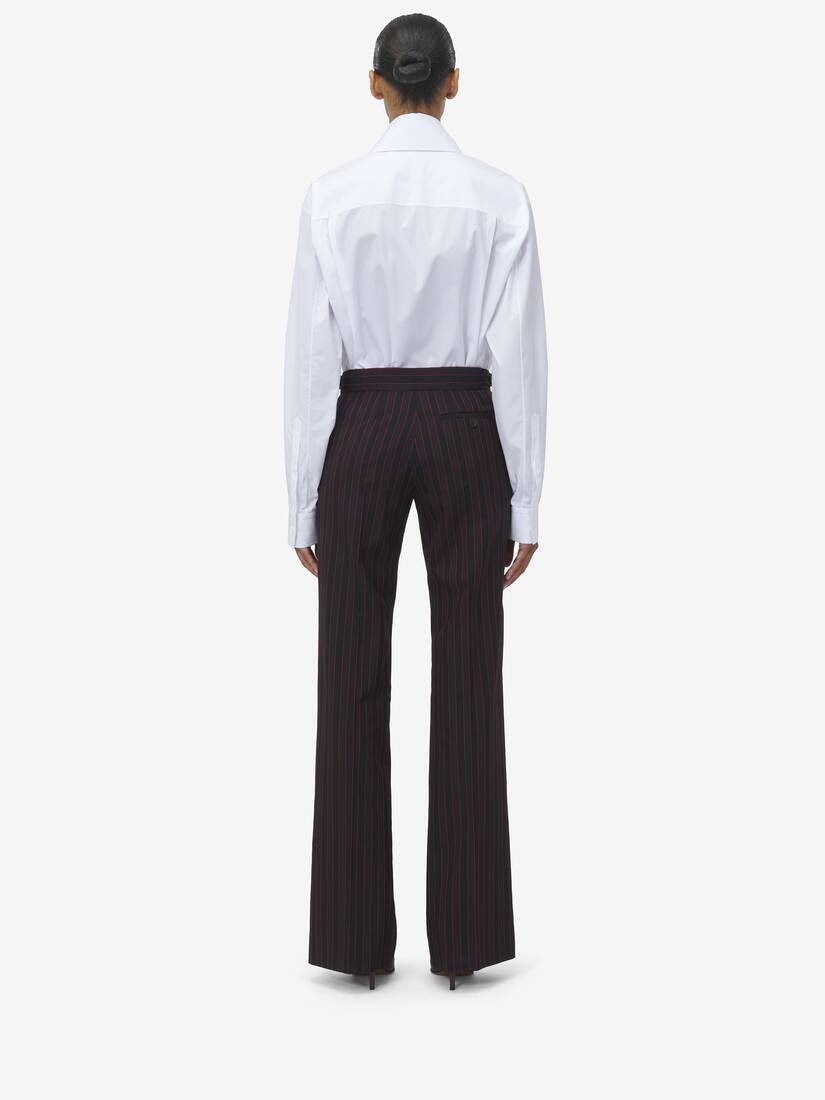Pinstripe Low Rise Trousers - 4