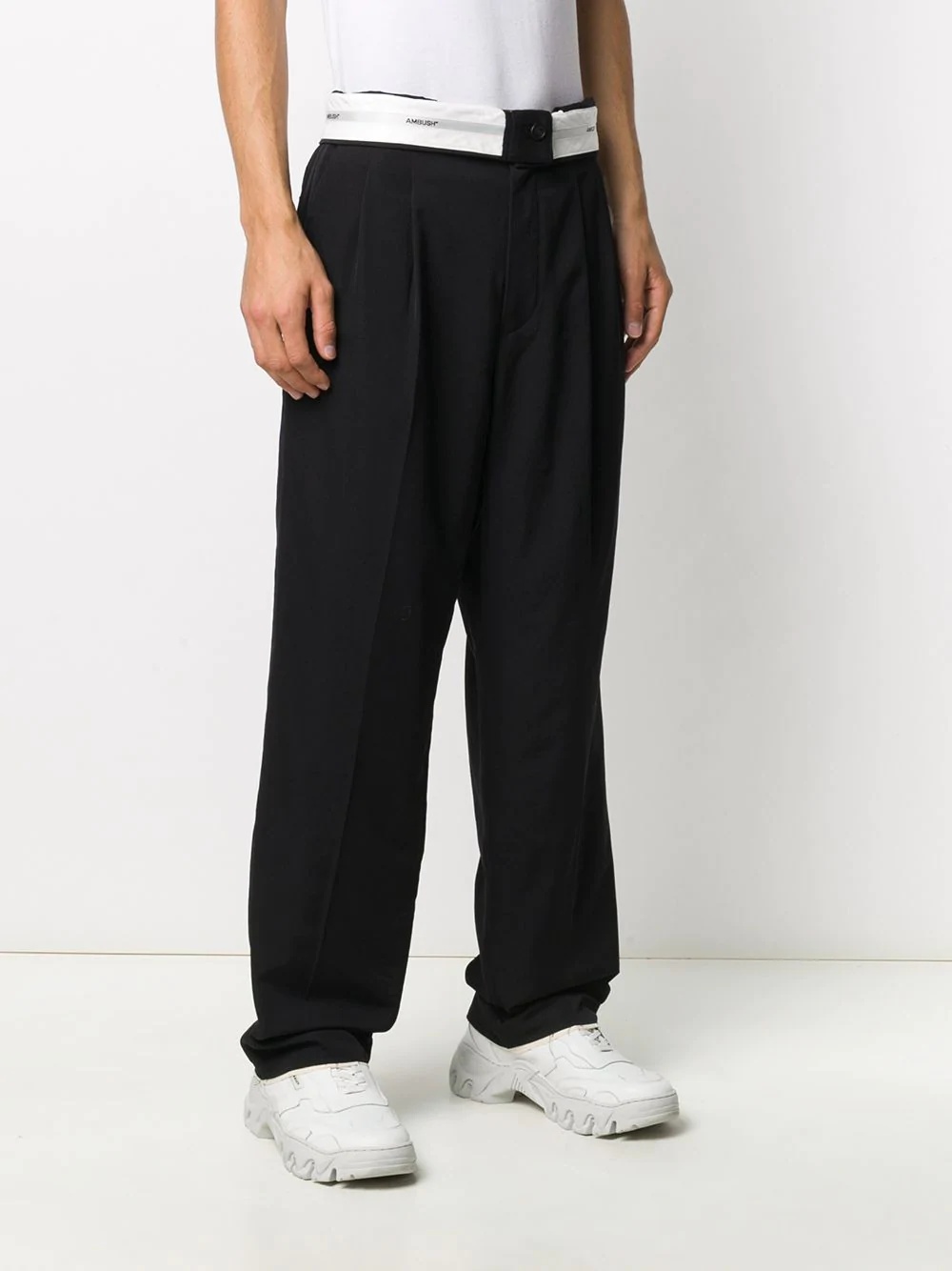 folded waist trousers - 3