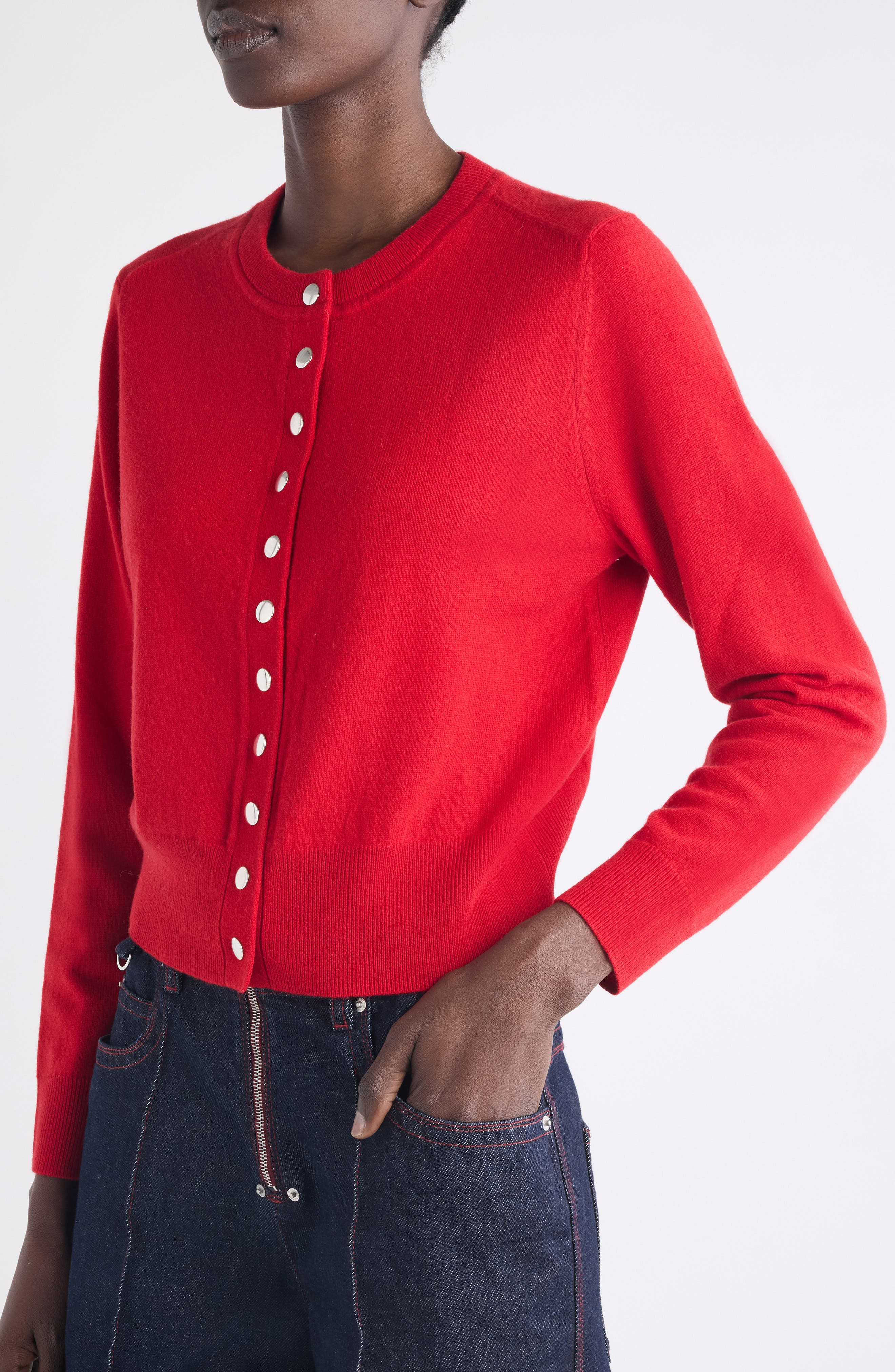 Isabel Marant Idesia Merino Wool & Cashmere Cardigan in Poppy Red at Nordstrom - 5