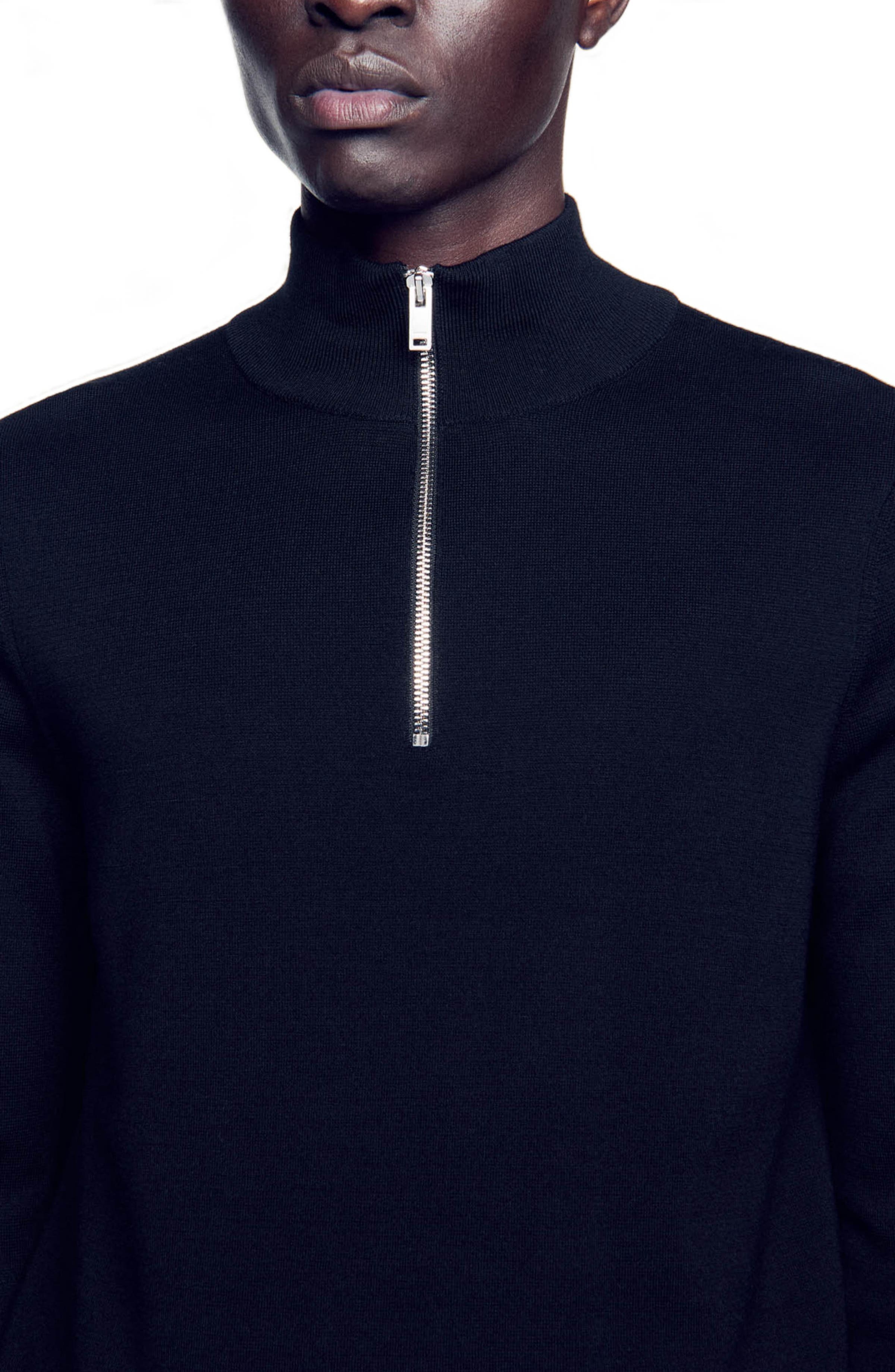 SANDRO Half Zip Wool Sweater in Carbon Black at Nordstrom - 7