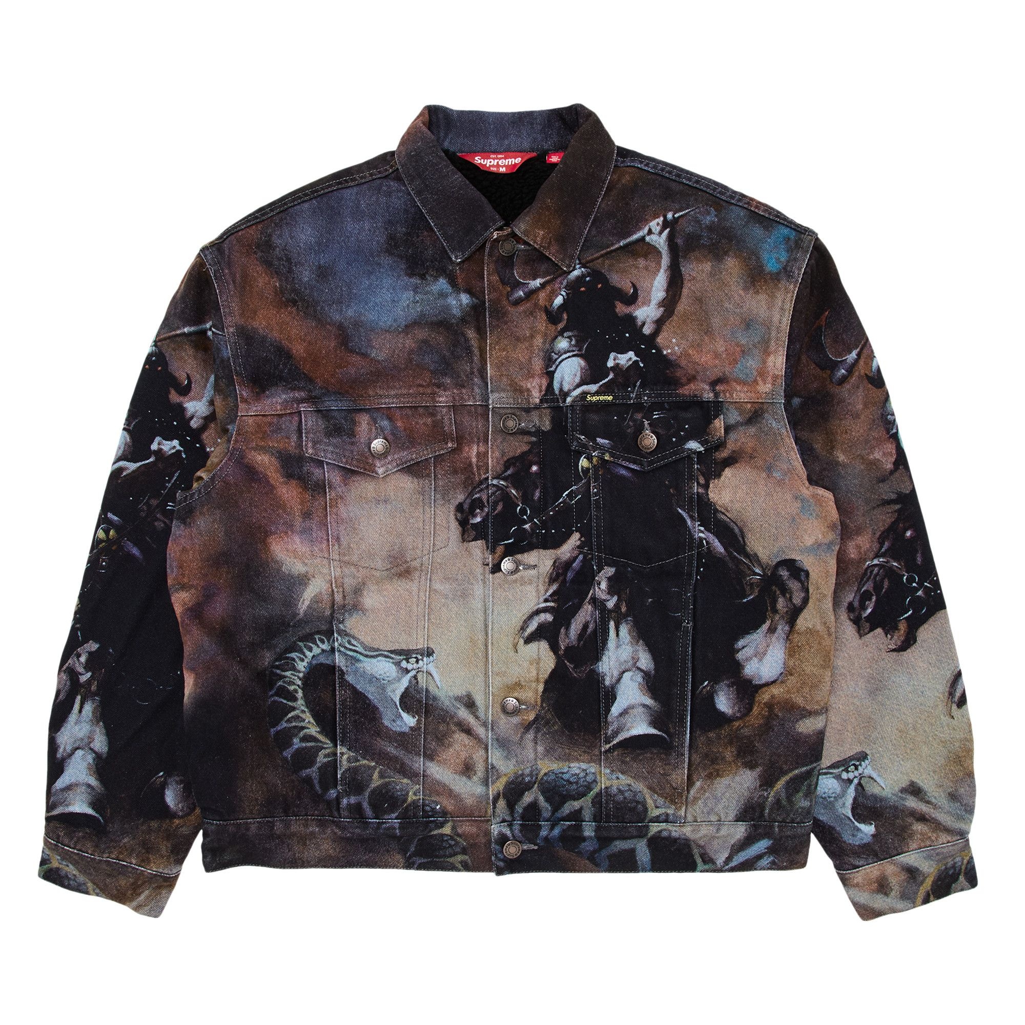 Supreme x Frank Frazetta Faux Shearling Lined Trucker Jacket 'Multicolor' - 1