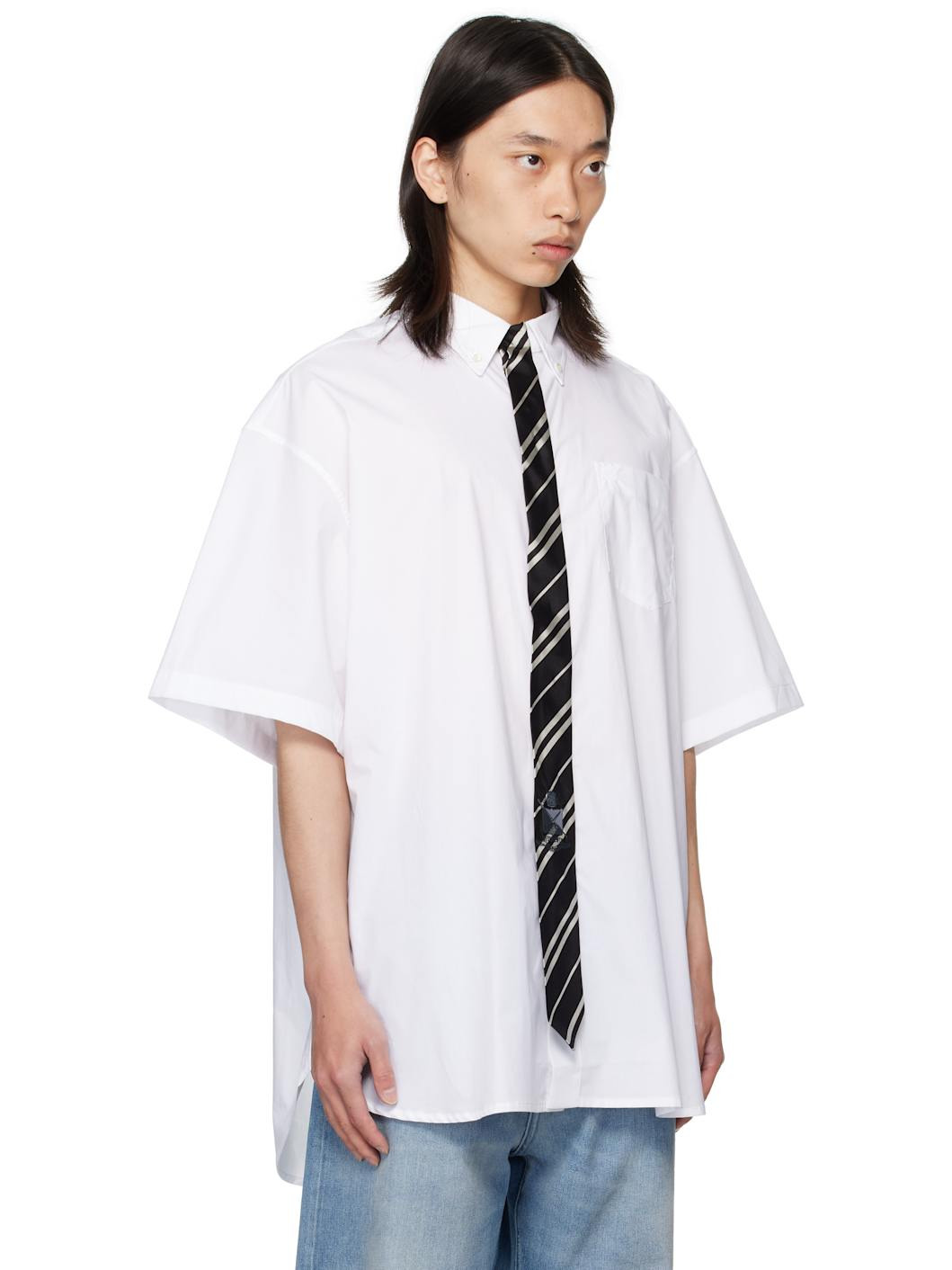 White Tie Short-Sleeve Shirt - 2