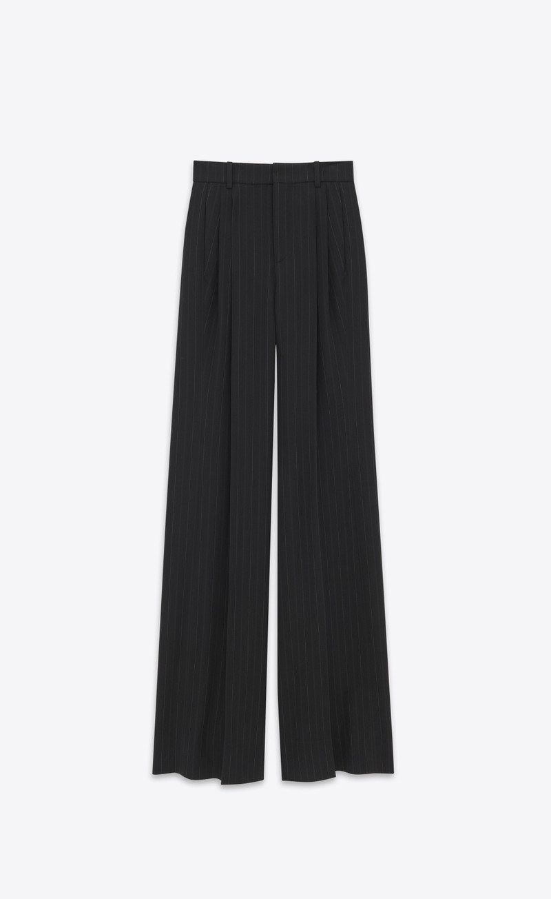 wide-leg pants in striped wool - 1